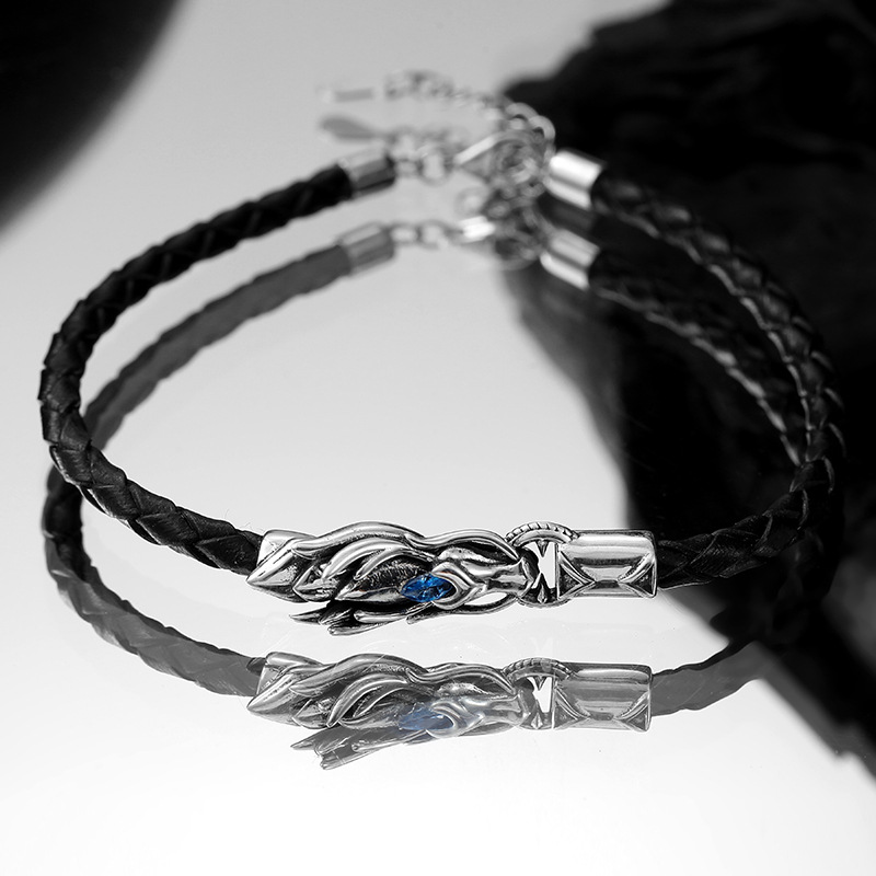 Original design, Thai silver dragon bracelet, hip-hop style, trendy cross-border bracelet, pure silver with an aged finish, unique design, dragon year bracelet