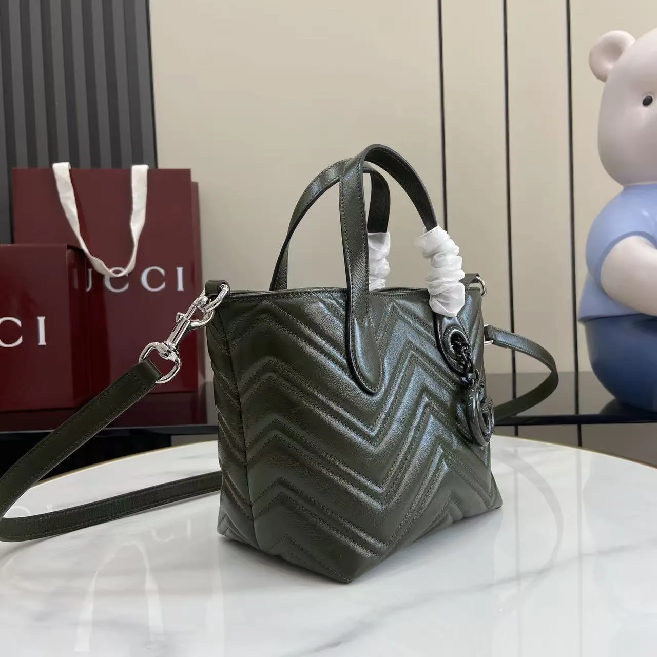 Gucci Green Marmont GG Supreme Canvas Tote Bag product photo from LabelPicks