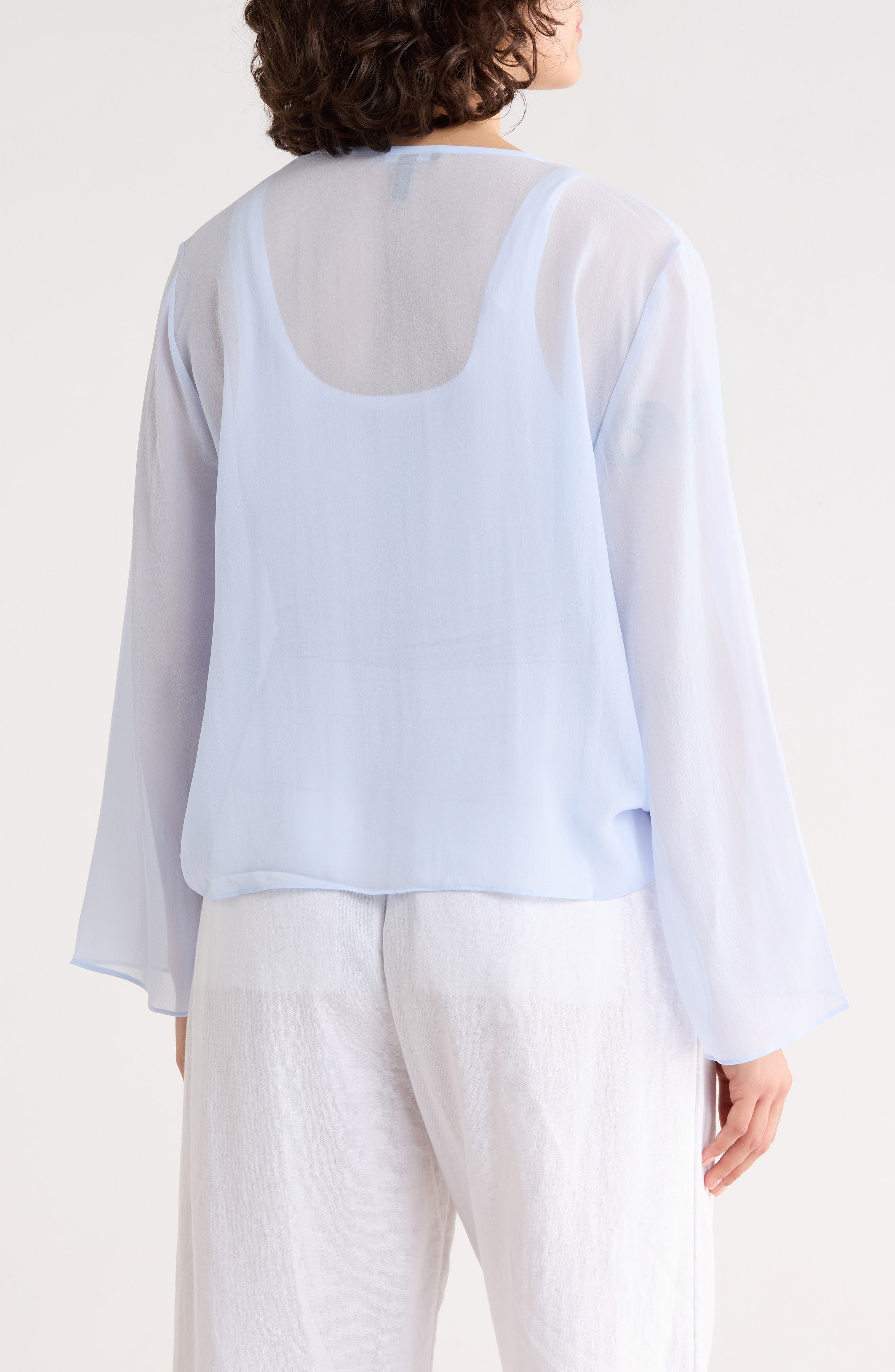 Eileen Fisher Tie Front Silk Jacket