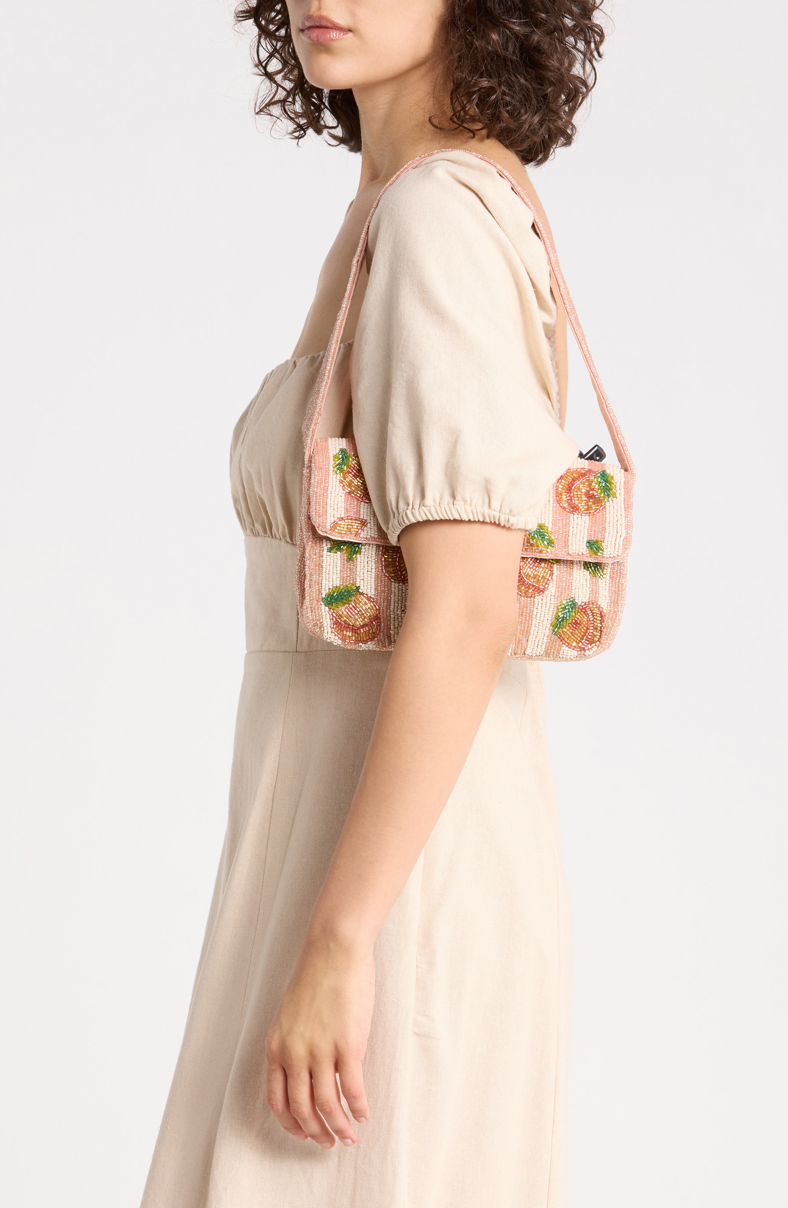 Collection XIIX Stripe Peaches Beaded Shoulder Bag