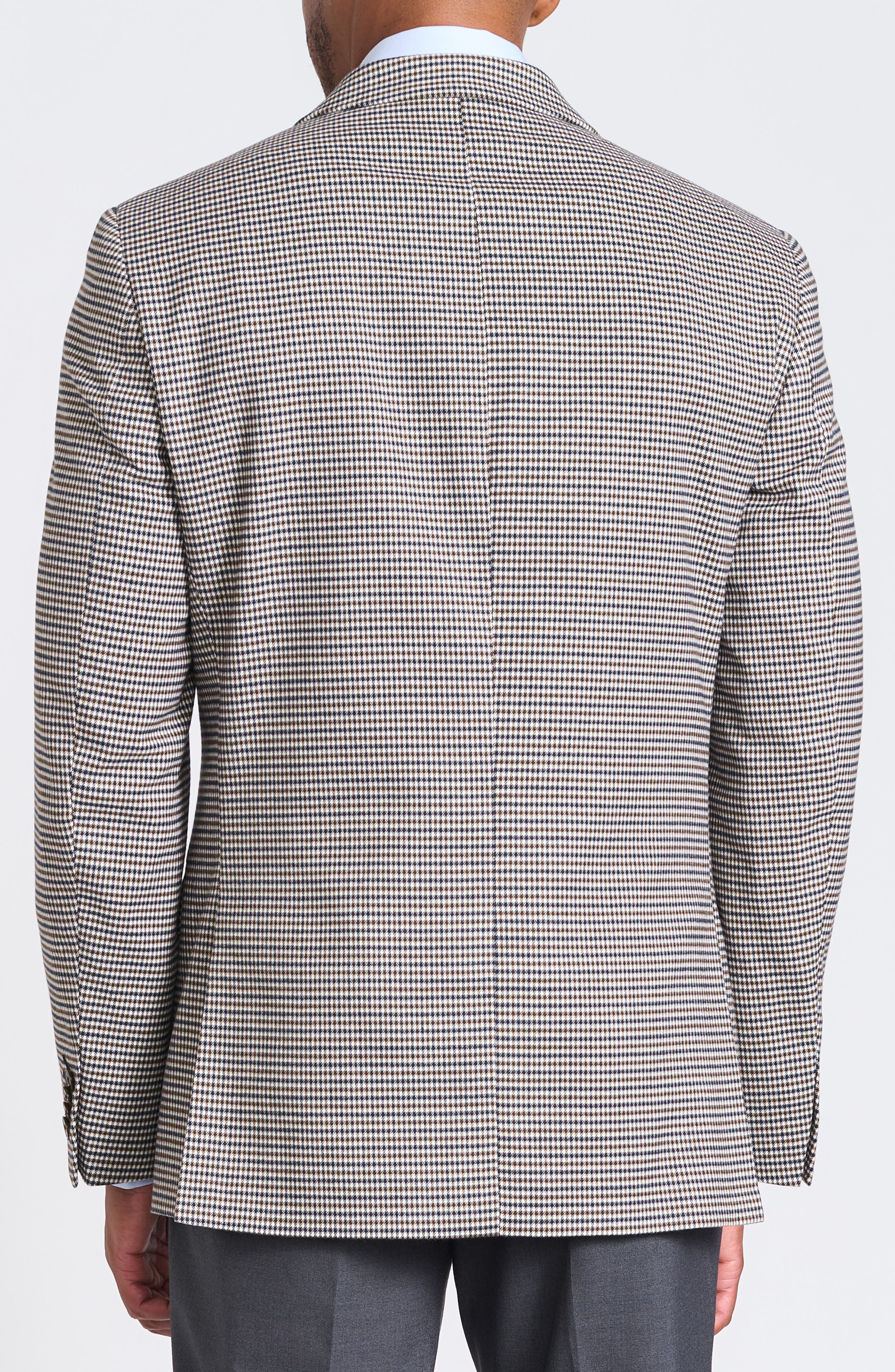 SAVILE ROW CO Brown & Navy Houndstooth Blazer