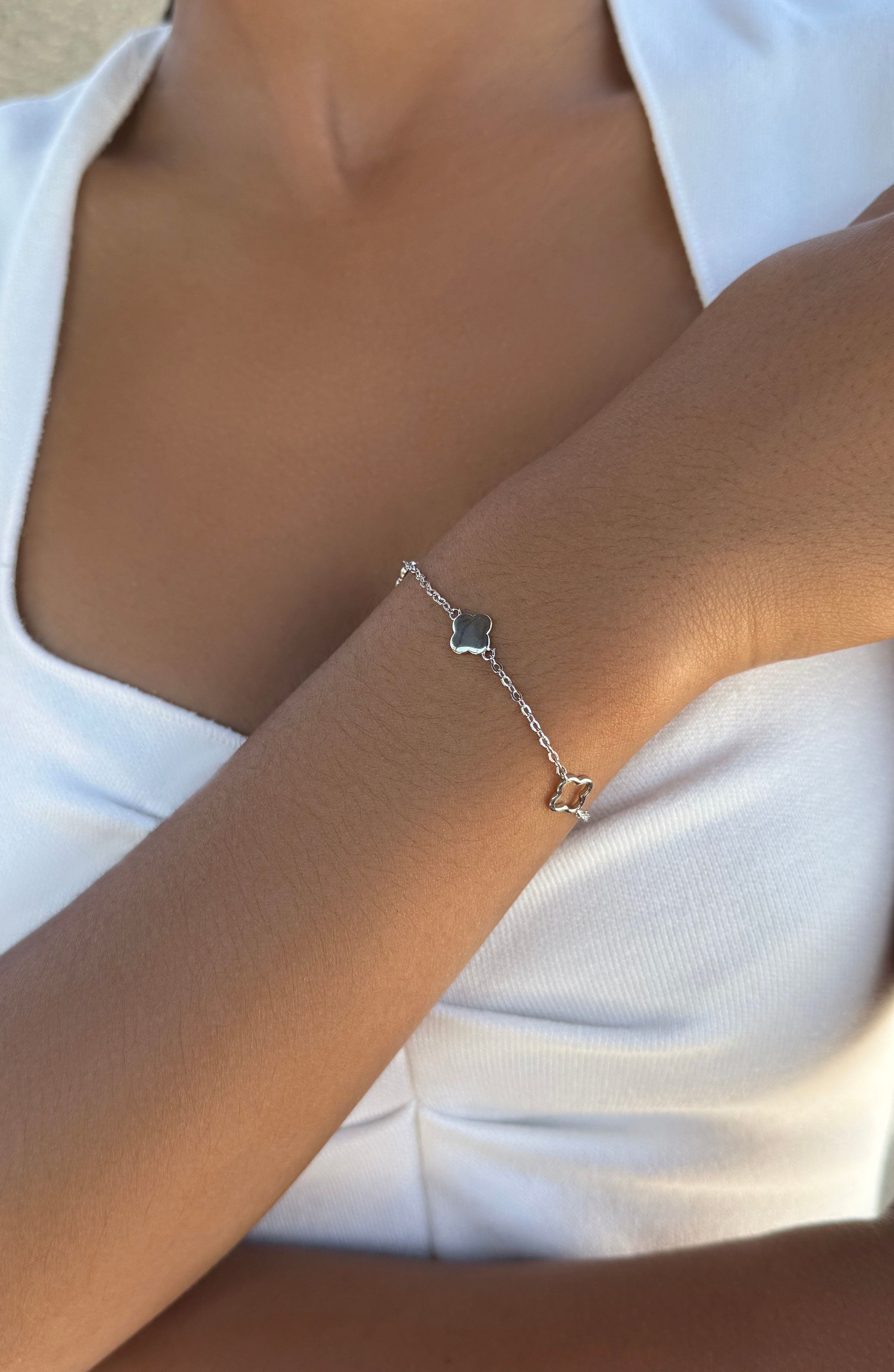 Adornia Clover Station Chain Bracelet