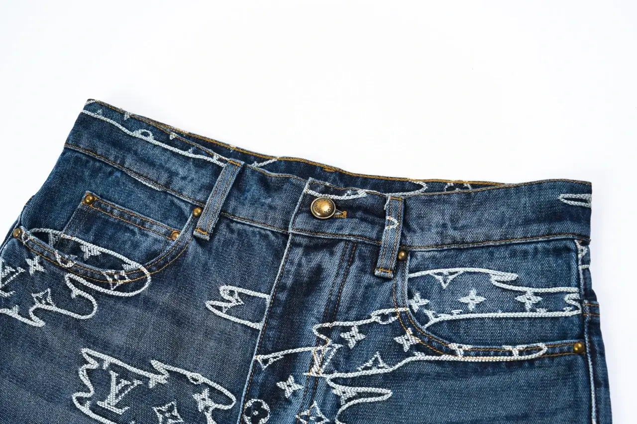 Louis Vuitton Blue Cloud Jacquard Denim Pants product photo from LabelPicks