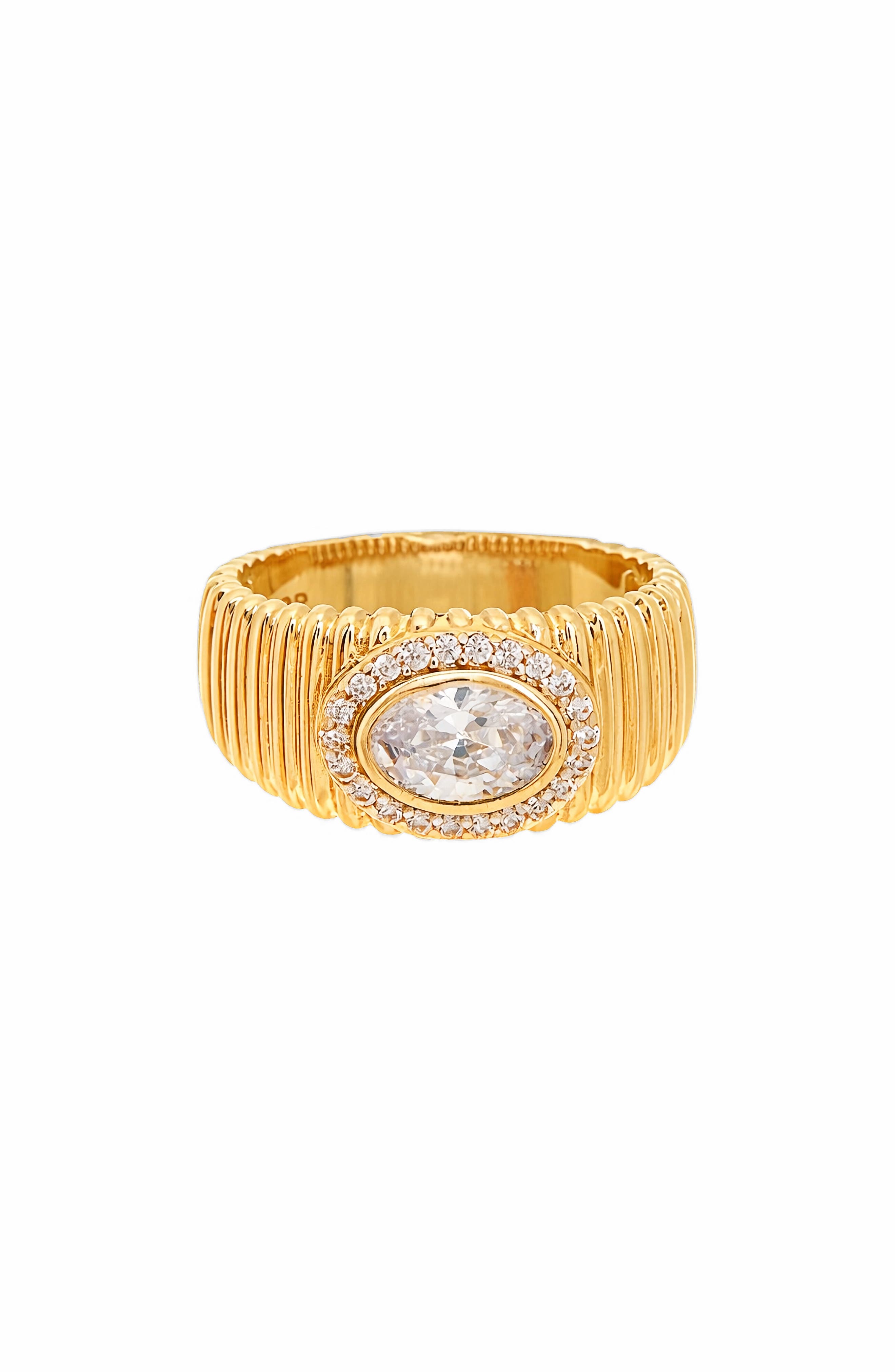 Juvell Oval Cubic Zirconia Textured Band Ring