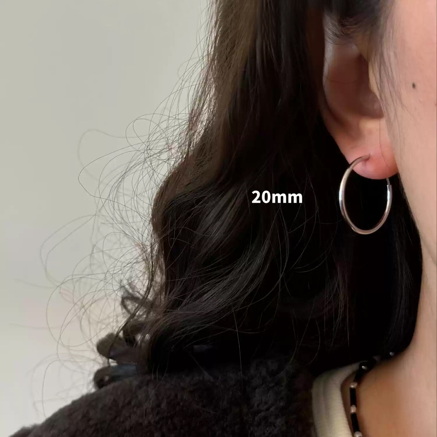 925 sterling silver large hoop earrings, light luxury and high-end feel, Korean style simple and versatile ins-style plain hoop earrings