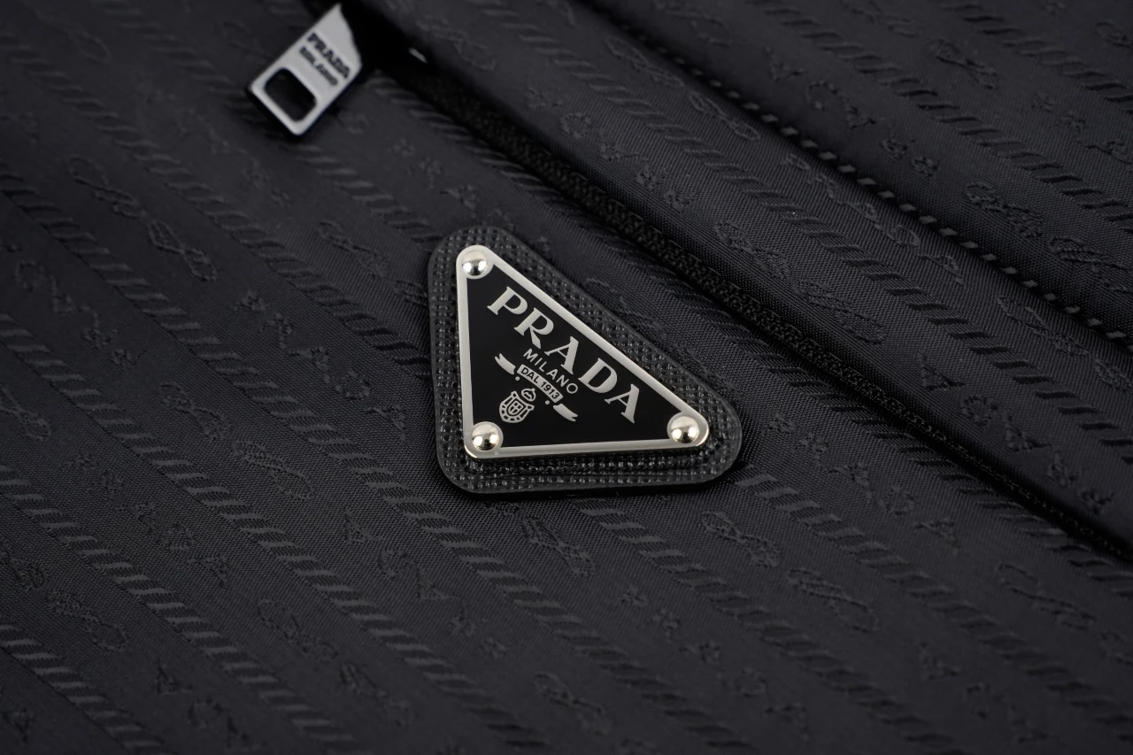 Prada Black Jacquard Triangle Logo Padded Jacket product photo from LabelPicks