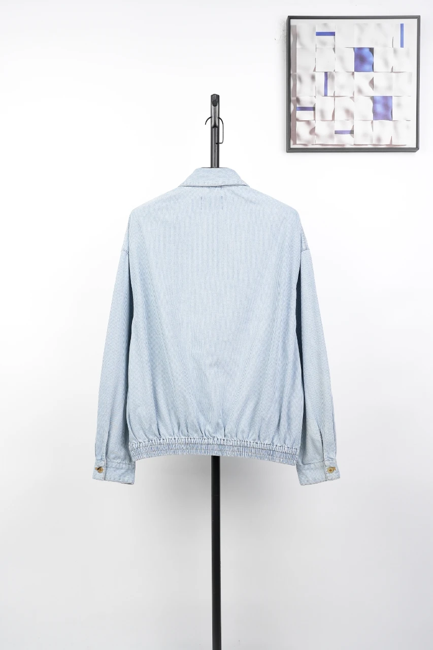 Miu Miu Light Blue Striped Denim Jacket product photo from LabelPicks