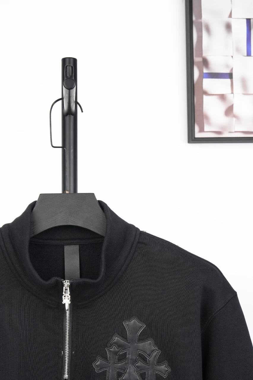Chrome Hearts Black Cross Leather Patch Half Zip Sweatshirt product photo from LabelPicks