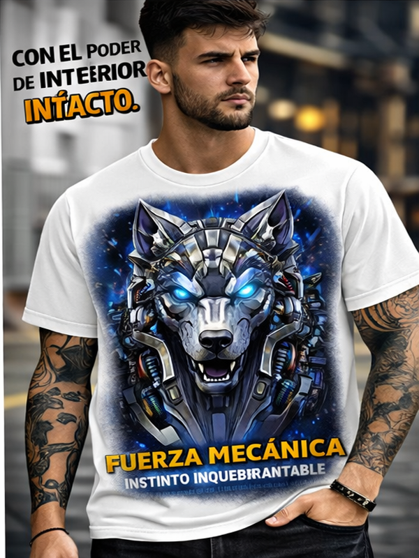 Remera Lobo Mecánico | Streetwear Dark Unisex