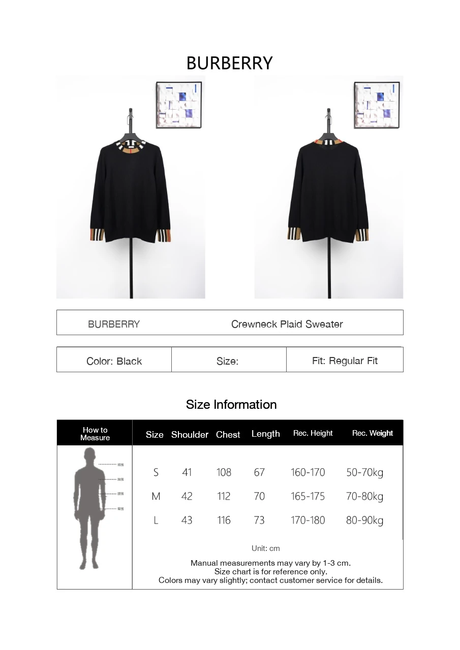Burberry Black Check Ribbed Crewneck Sweater product photo from LabelPicks