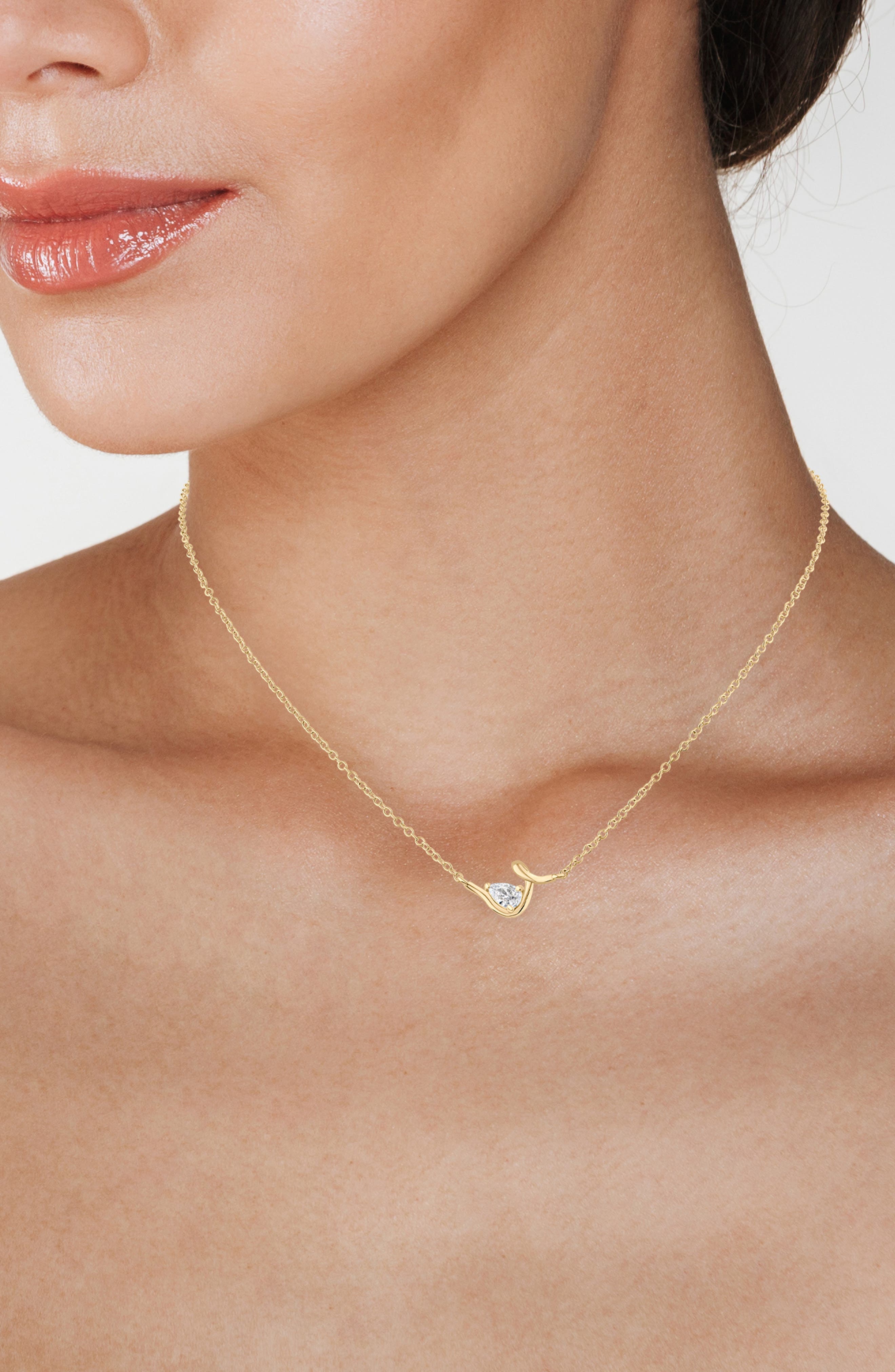 CZ by Kenneth Jay Lane Pear Cubic Zirconia Twirl Chain Necklace