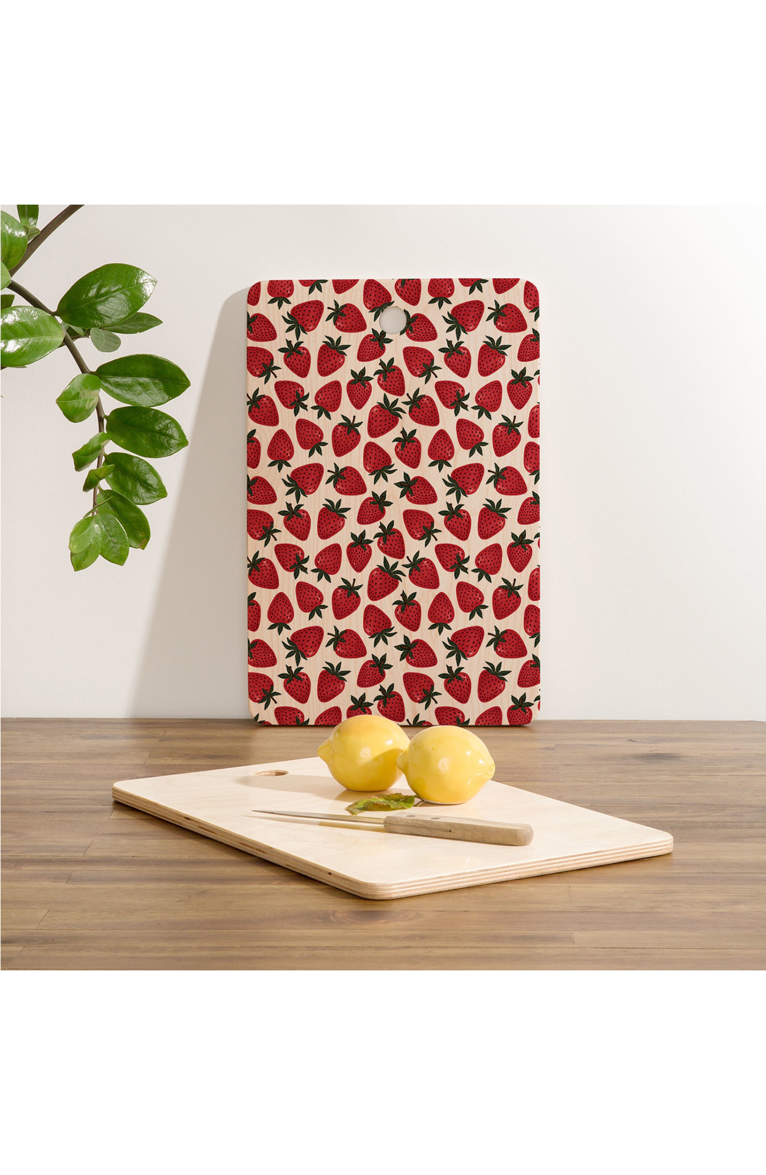 Deny Designs Avenie Spring Garden Strawberries Cutting Board