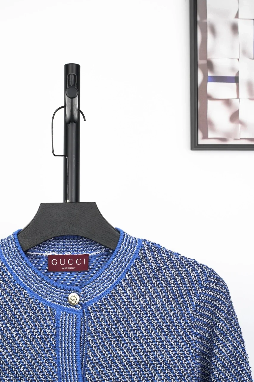 GUCCI Denim Blue Twill-Knit Cropped Cardigan product photo from LabelPicks