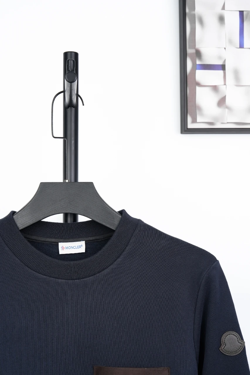 Moncler Navy Leather-Patch Crewneck Sweatshirt product photo from LabelPicks