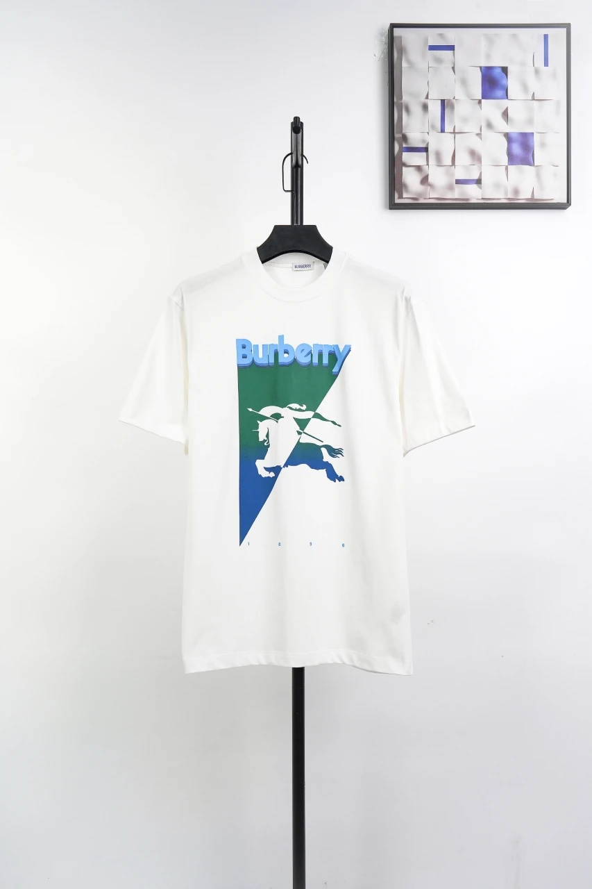 Burberry White Gradient Triangle Equestrian Knight Print T-Shirt product photo from LabelPicks