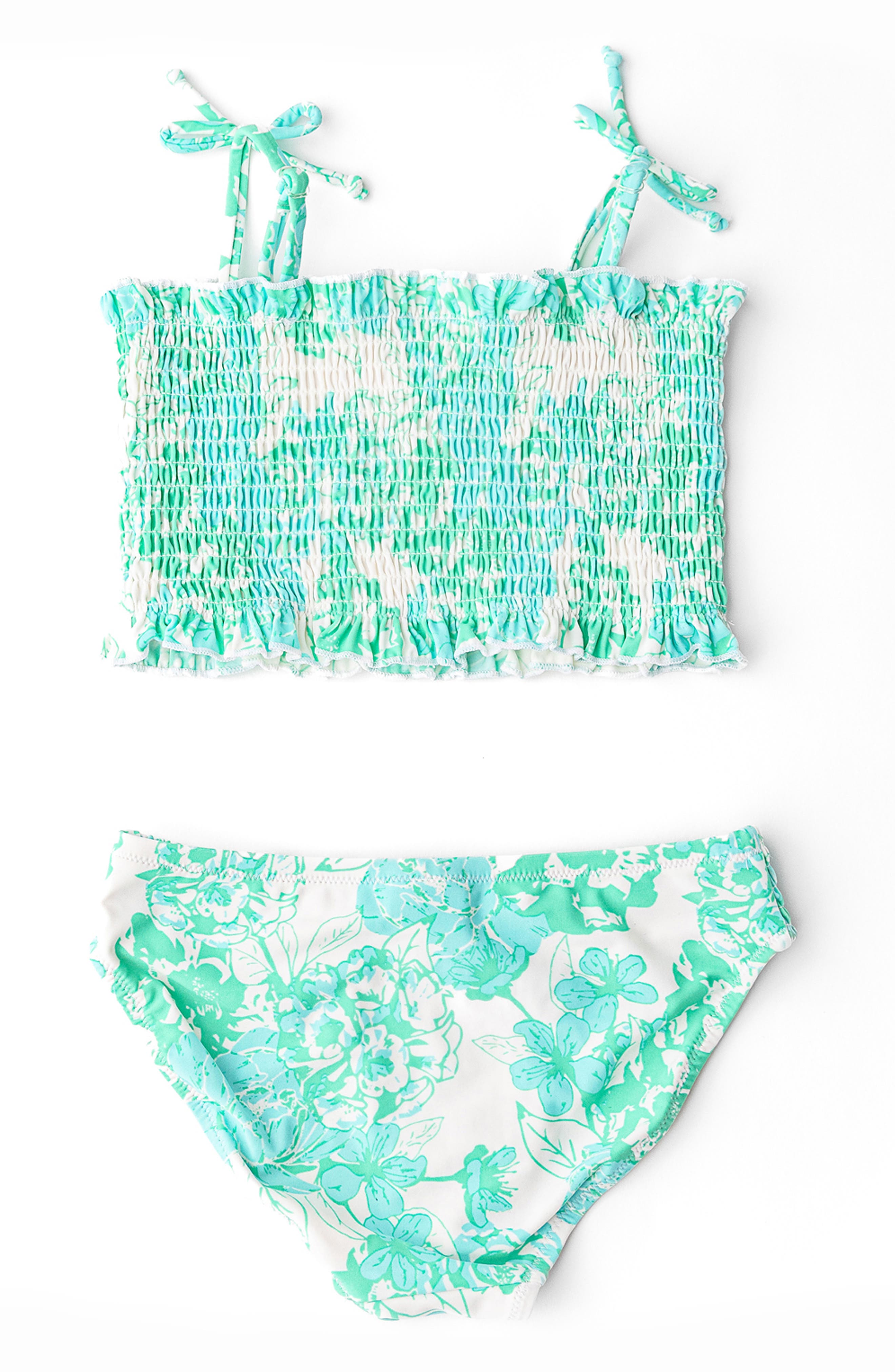Shade Critters Kids' Charming Rose Smocked Two-Piece UPF 50+ Swimsuit