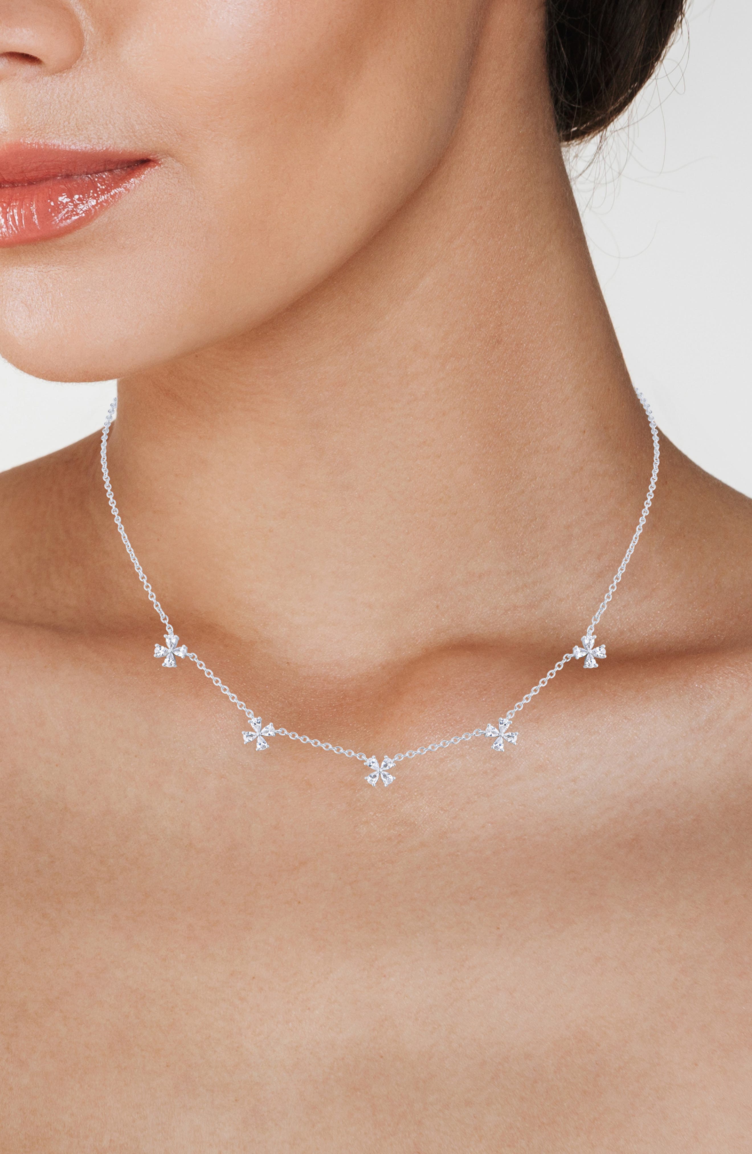 CZ by Kenneth Jay Lane Pear Cubic Zirconia Daisy Shaker Necklace