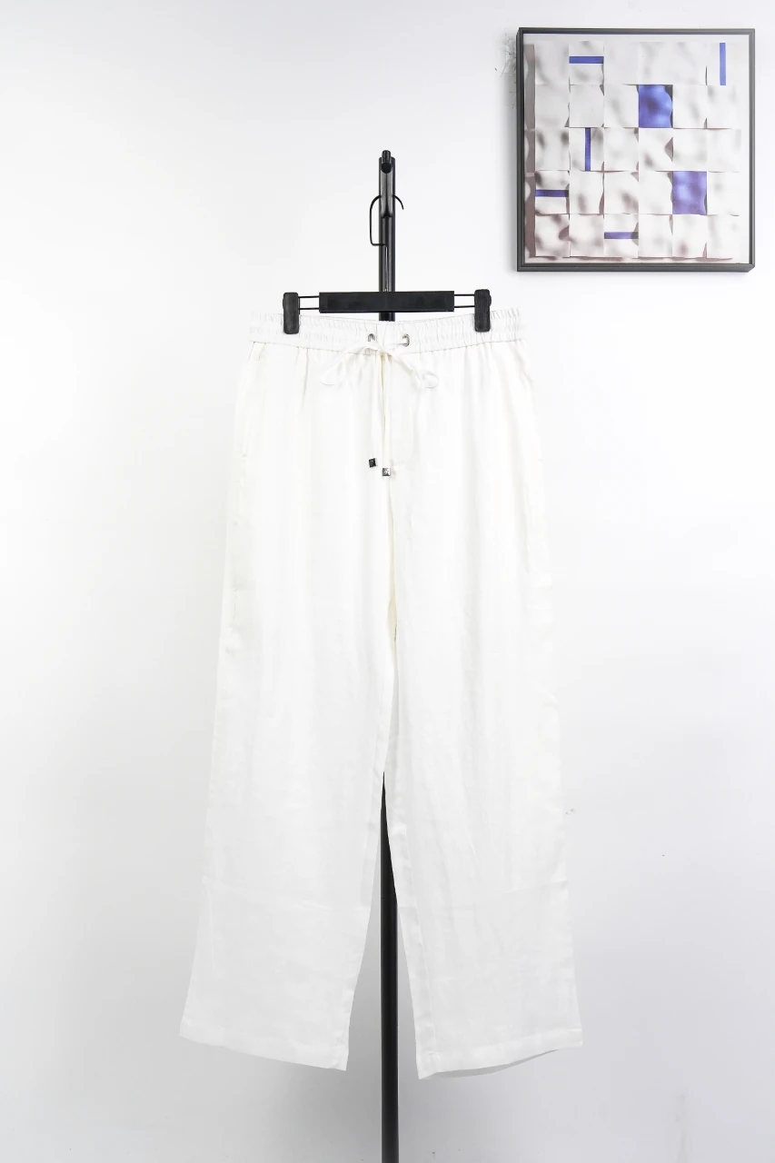 Loro Piana White Linen Drawstring Trousers product photo from LabelPicks