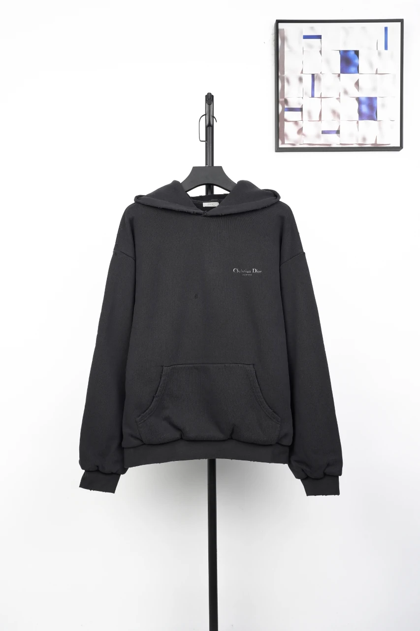 Dior Black Distressed Print Double Layer Hoodie product photo from LabelPicks