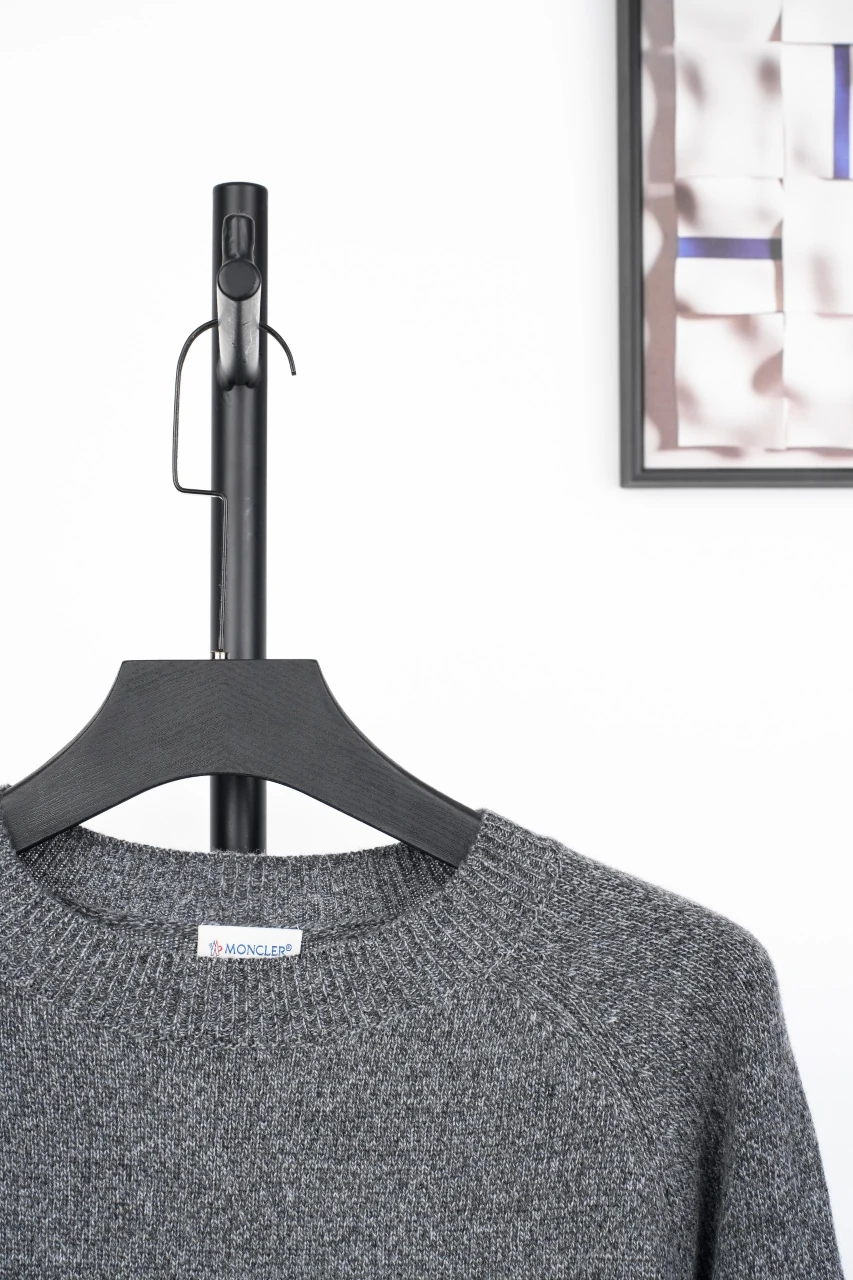Moncler Grey Mixed-Knit Crewneck Sweater product photo from LabelPicks