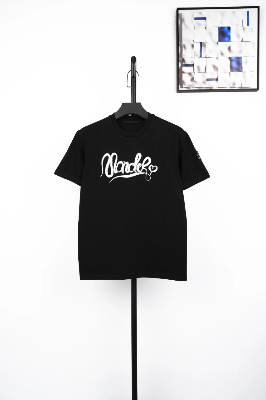 Moncler Black Script Logo Crewneck T-Shirt product photo from LabelPicks
