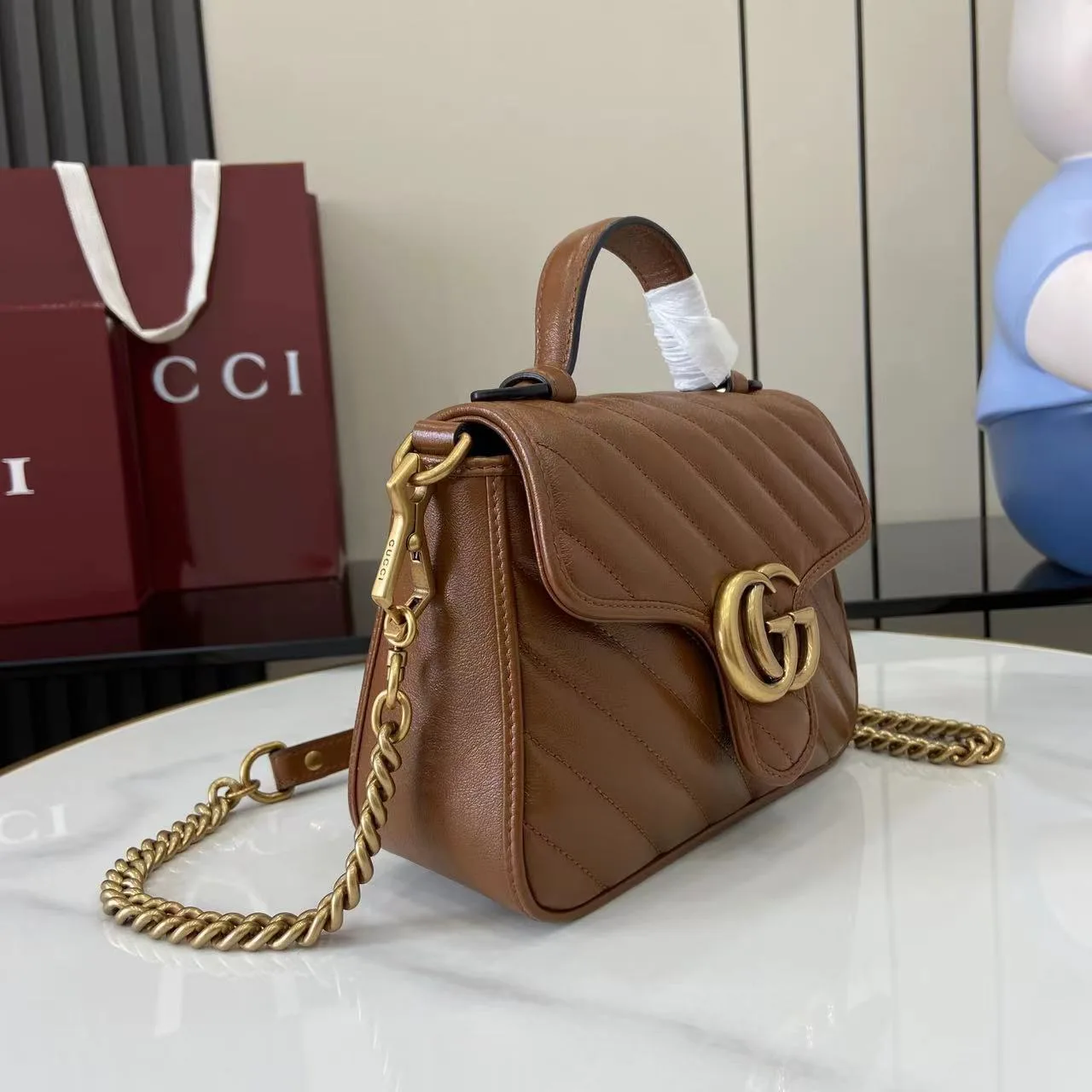 Gucci Brown Marmont GG Supreme Canvas Top Handle Bag product photo from LabelPicks