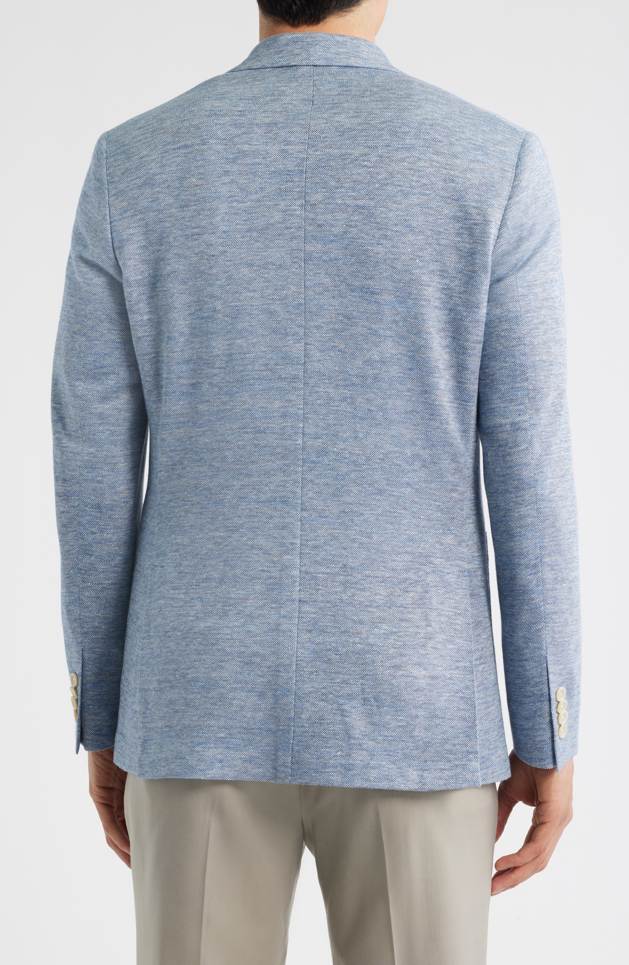 Jack Victor Hampton Light Blue Mélange Knit Linen & Wool Blend Sport Coat