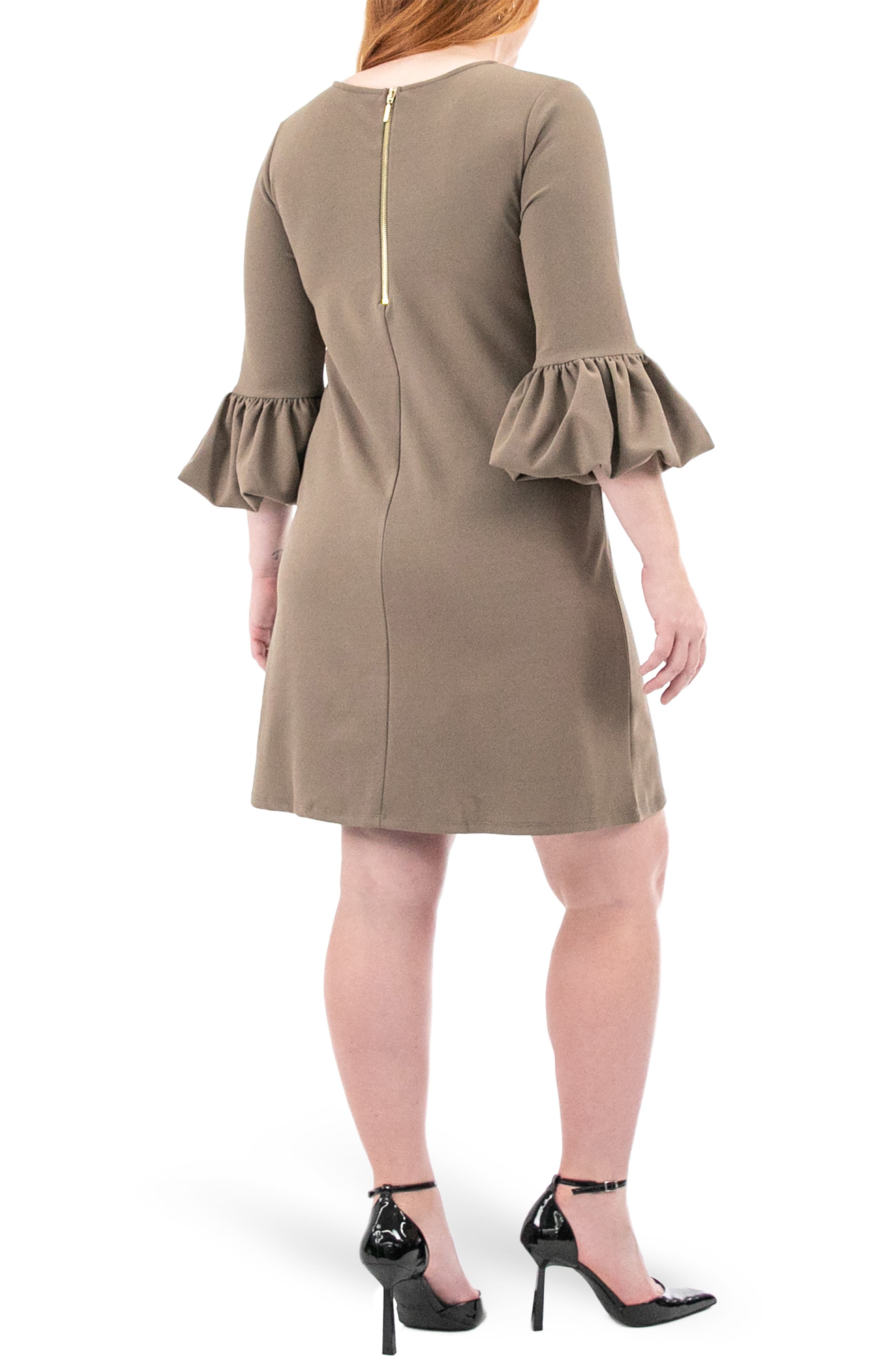 Nina Leonard Gathered Boat Neck Shift Dress