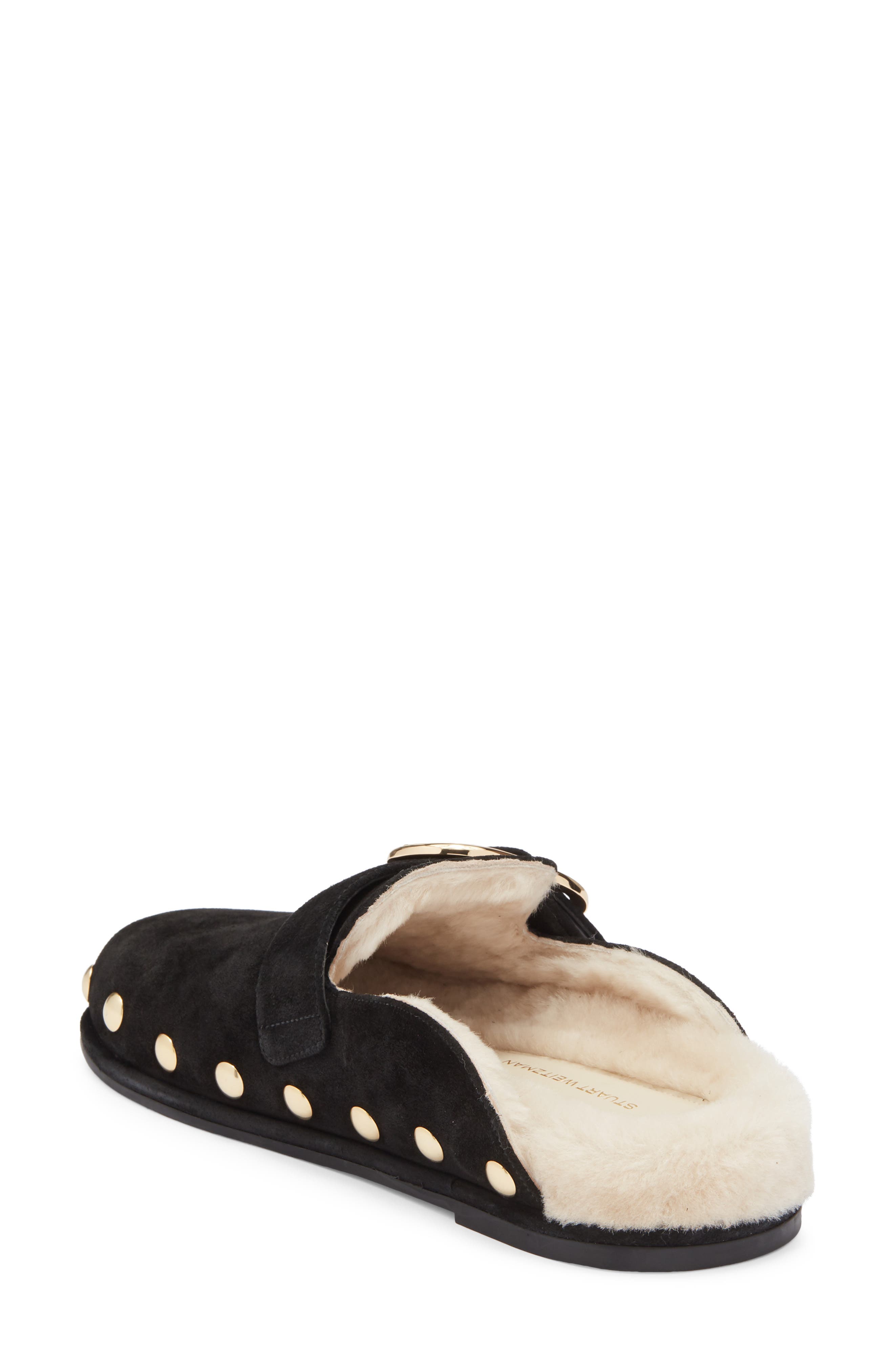 Stuart Weitzman Studded Faux Shearling Lined Mule