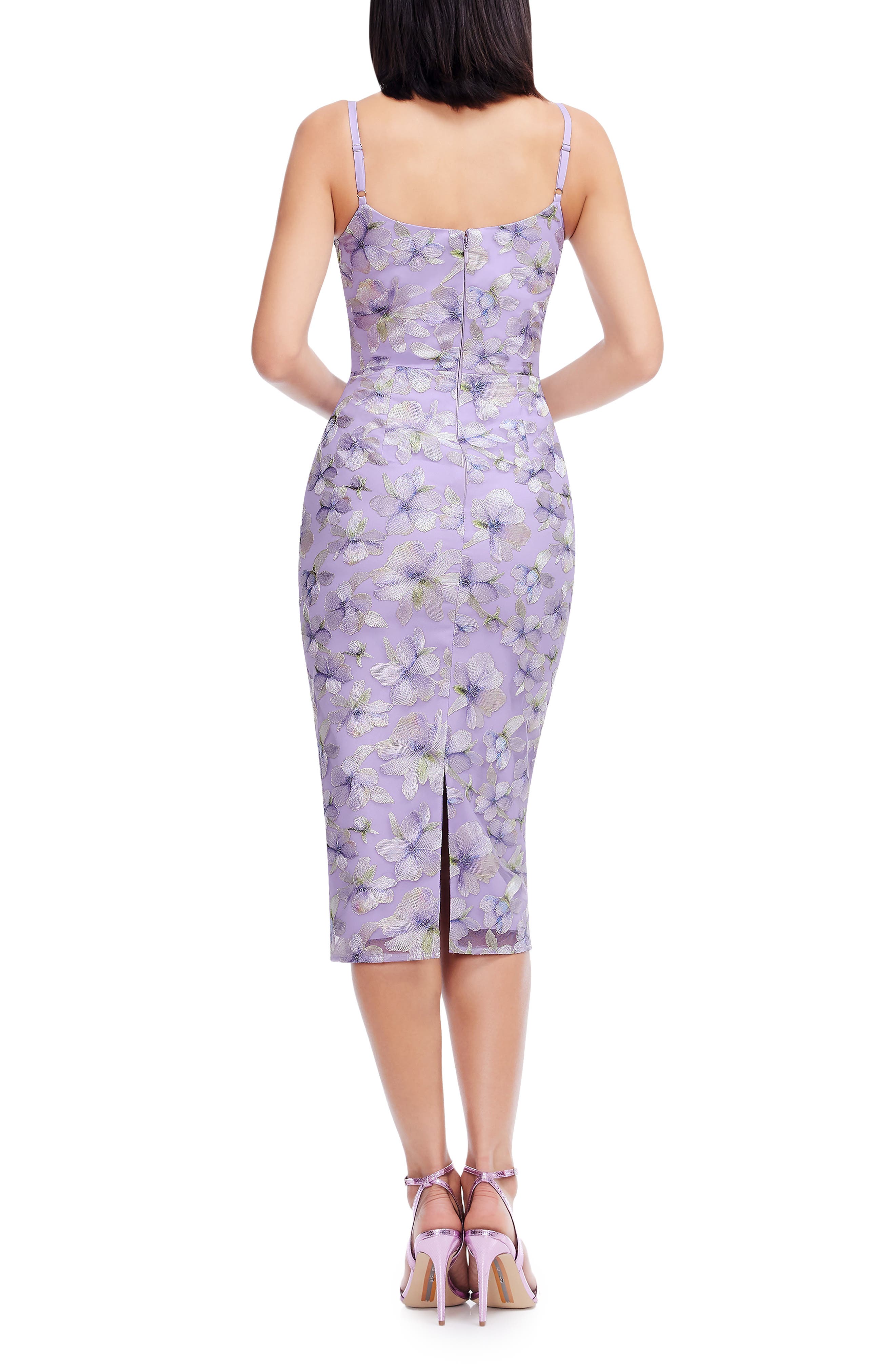 Dress the Population Blakely Floral Embroidery Midi Dress