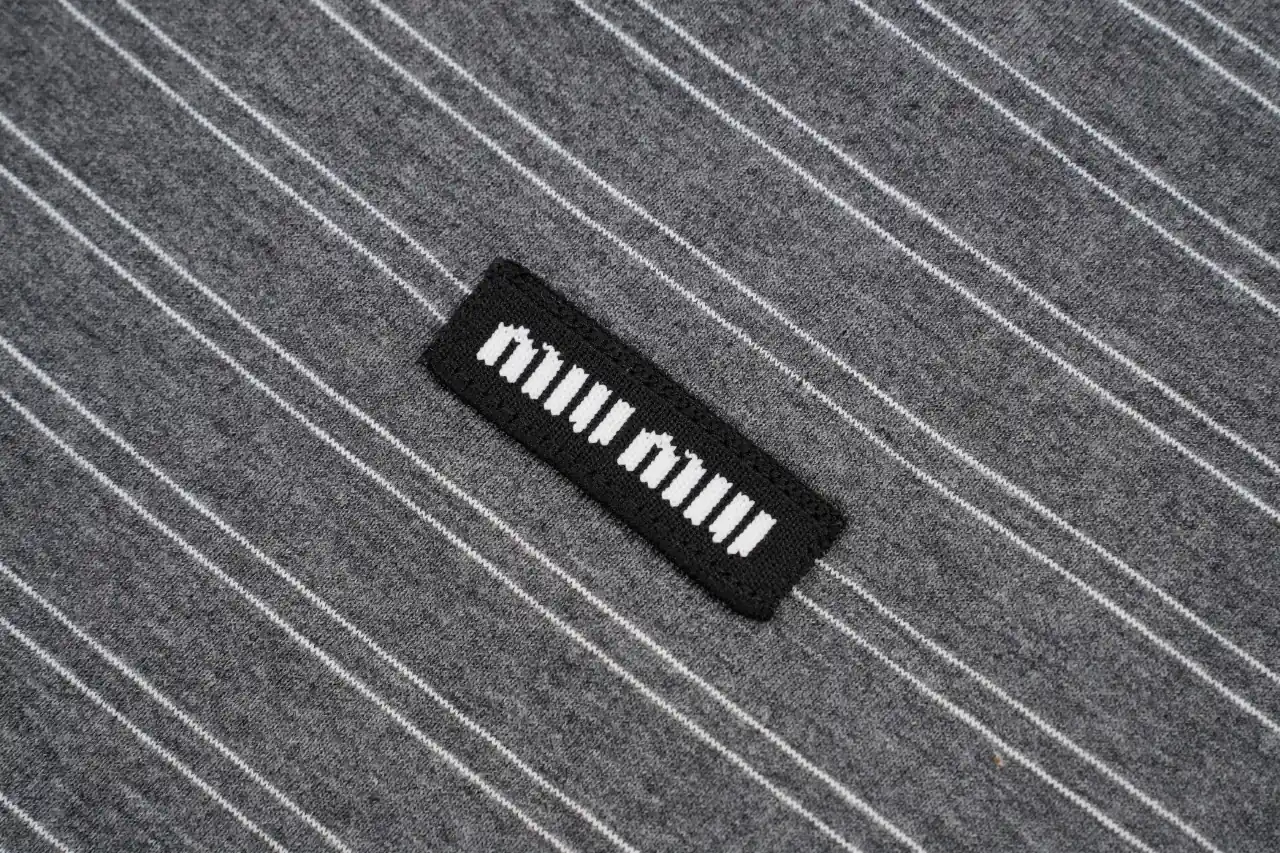 Miu Miu Grey Black Fine Stripe Long Sleeve Polo Shirt product photo from LabelPicks
