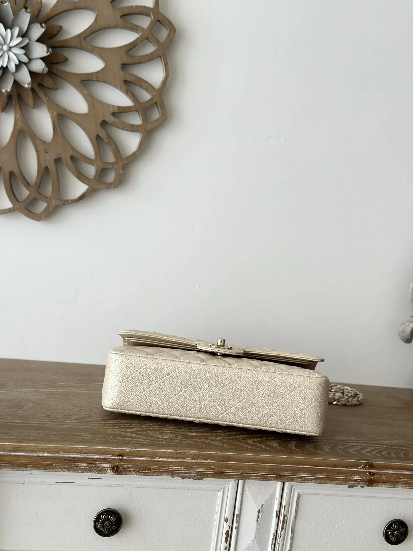 Chanel Beige Classic Flap Calfskin Shoulder Bag product photo from LabelPicks