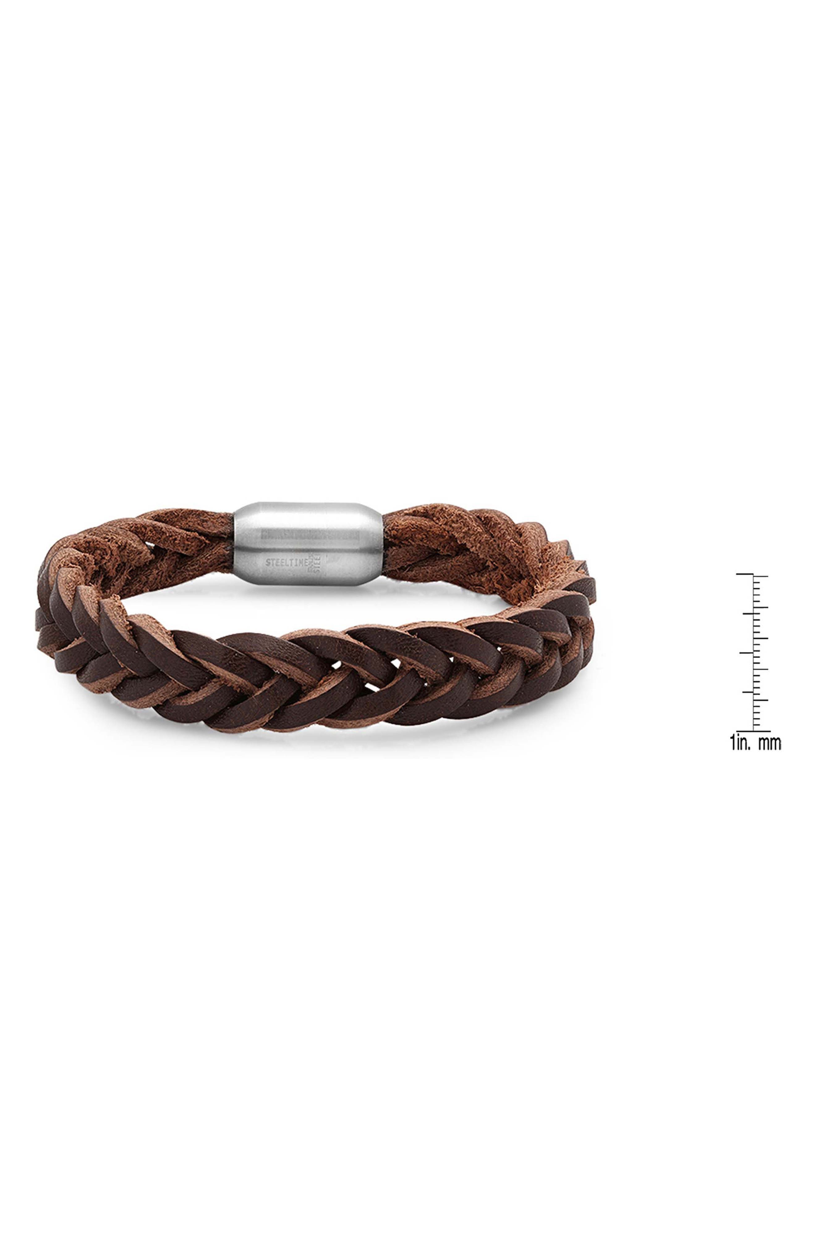 STEELTIME Men's Braided Leather Bracelet