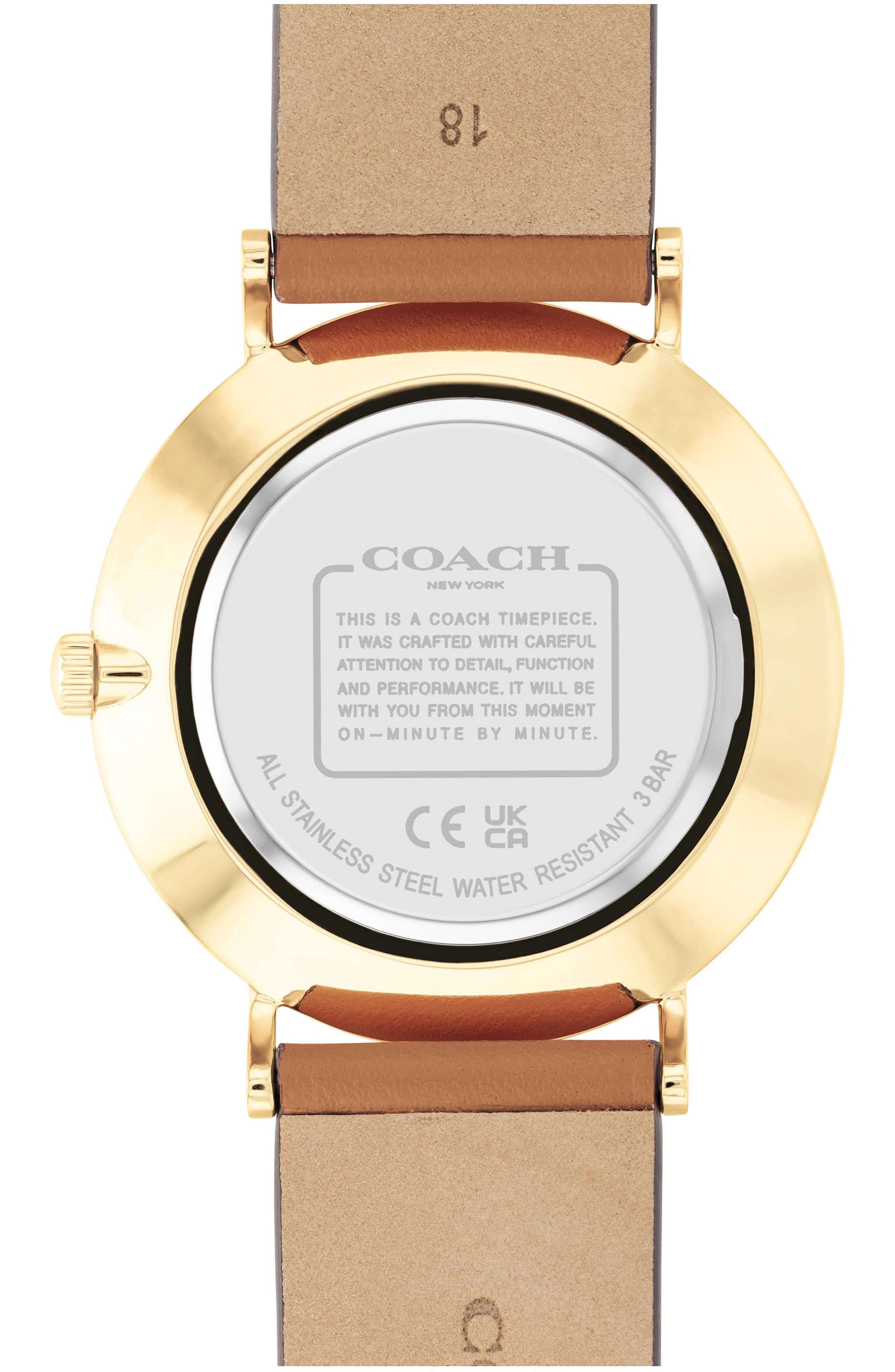 COACH Perry Leather Strap Watch, 36mm