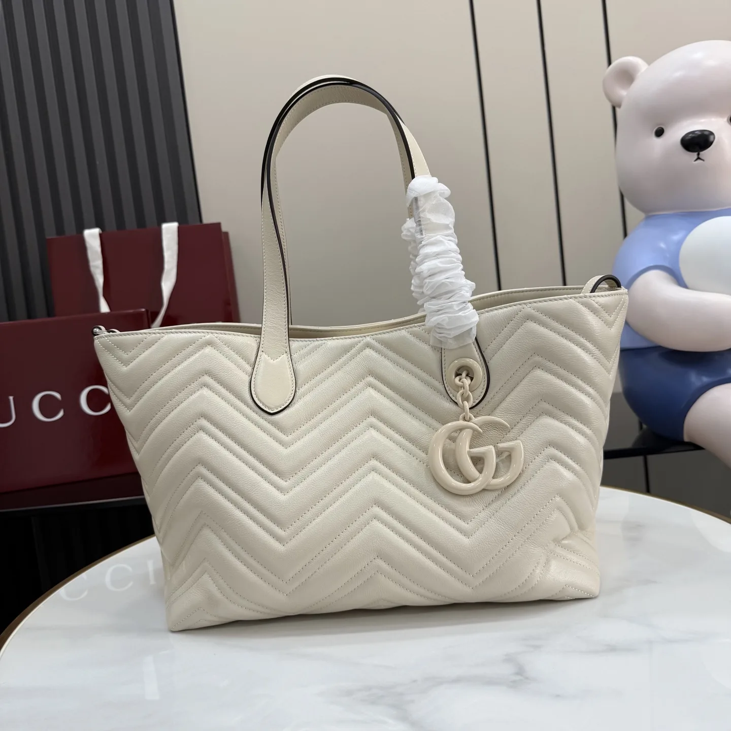 Gucci Marmont White GG Supreme Canvas Tote Bag product photo from LabelPicks
