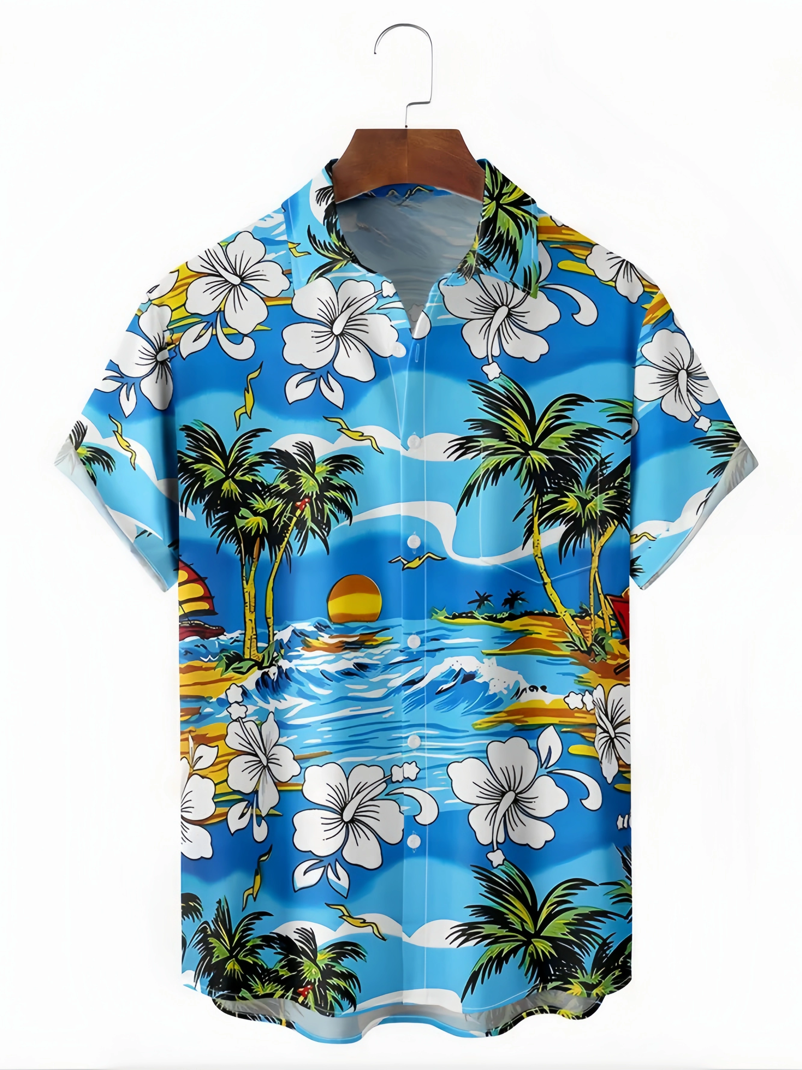 Floral Chest Pocket Short Sleeve Hawaiian Shirt