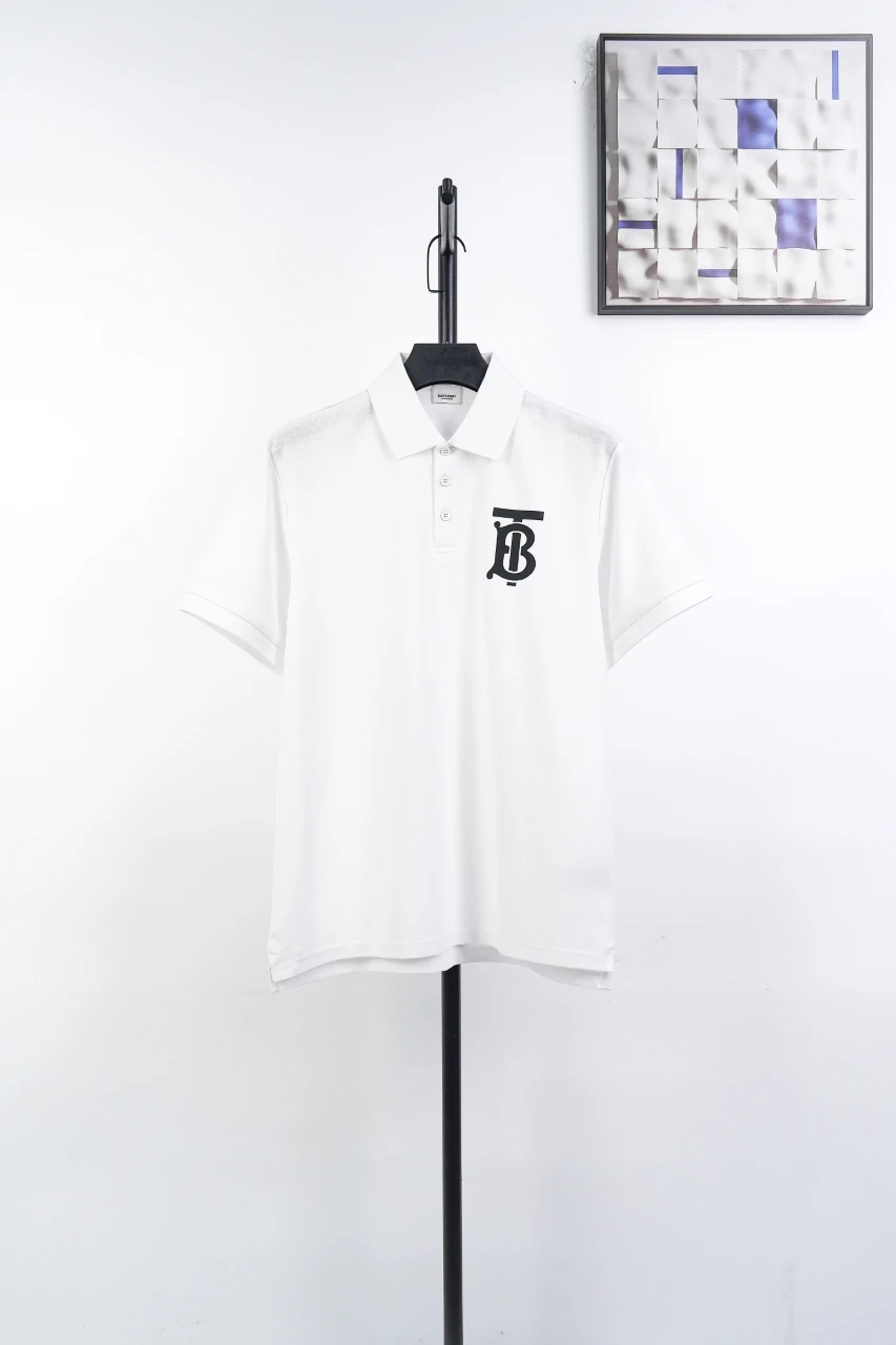 Burberry White BT Letter Short Sleeve Polo Shirt product photo from LabelPicks