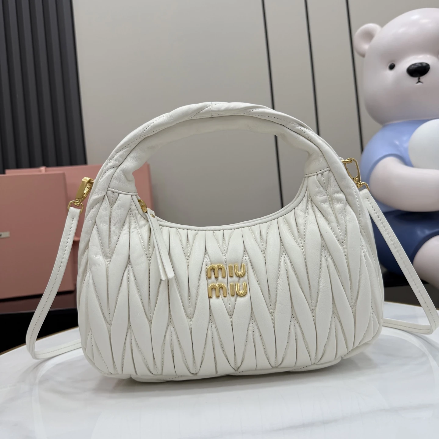Miu Miu Matelasse White Lambskin Shoulder Bag product photo from LabelPicks
