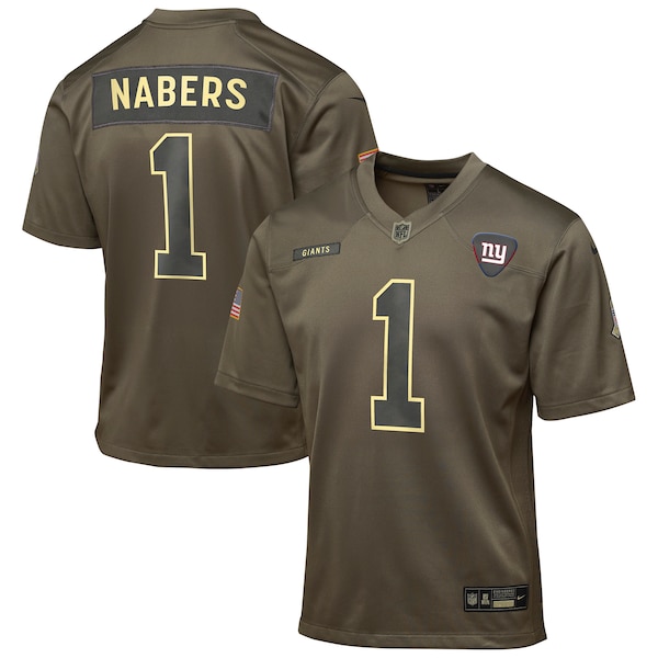 Malik Nabers New York Giants Nike Youth 2025 Salute to Service Game Jersey - Olive