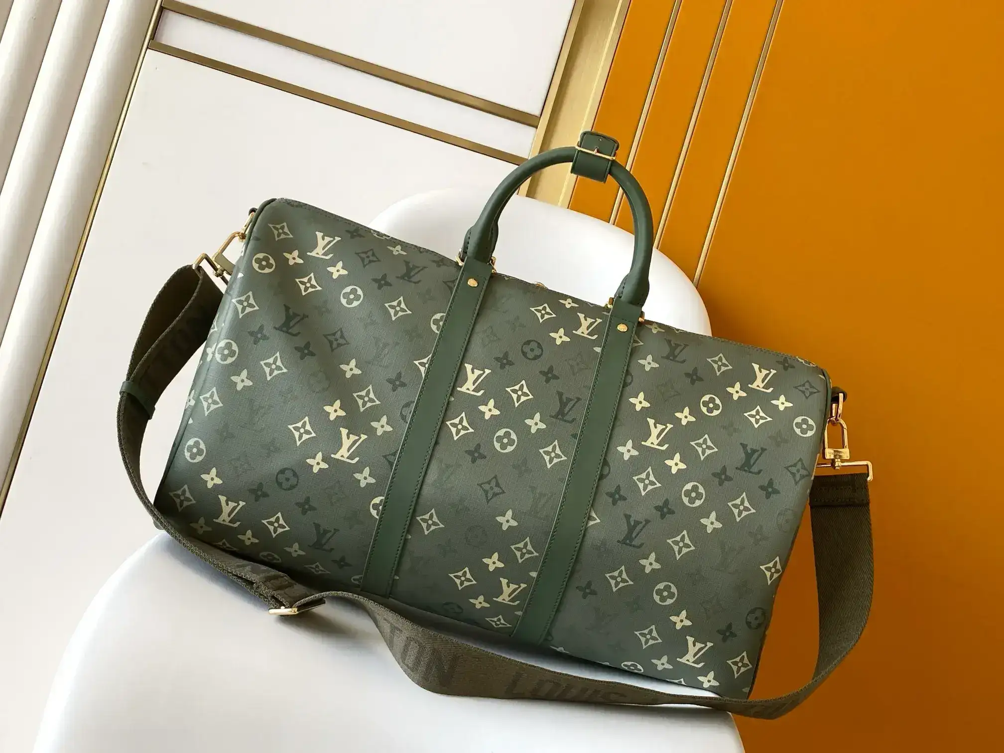 Louis Vuitton Green Keepall Monogram Canvas Tote Bag product photo from LabelPicks