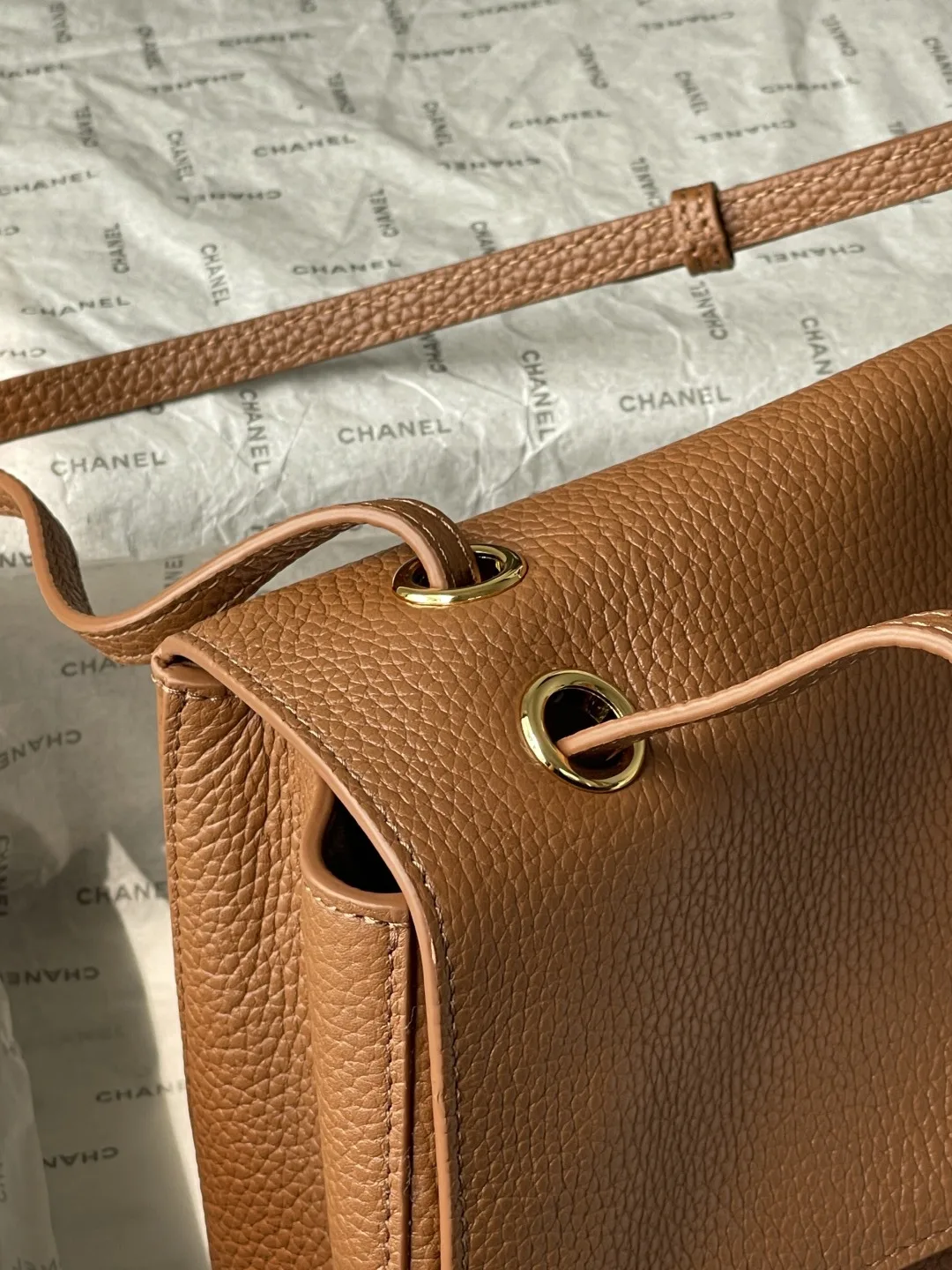 Chanel Brown Classic Flap Grained Leather Shoulder Bag product photo from LabelPicks