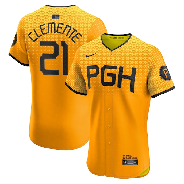 Roberto Clemente Pittsburgh Pirates Nike City Connect Elite Player Jersey - Gold