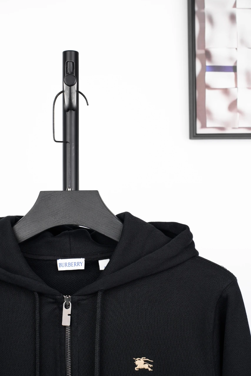 Burberry Black Embroidered Zip Hoodie product photo from LabelPicks