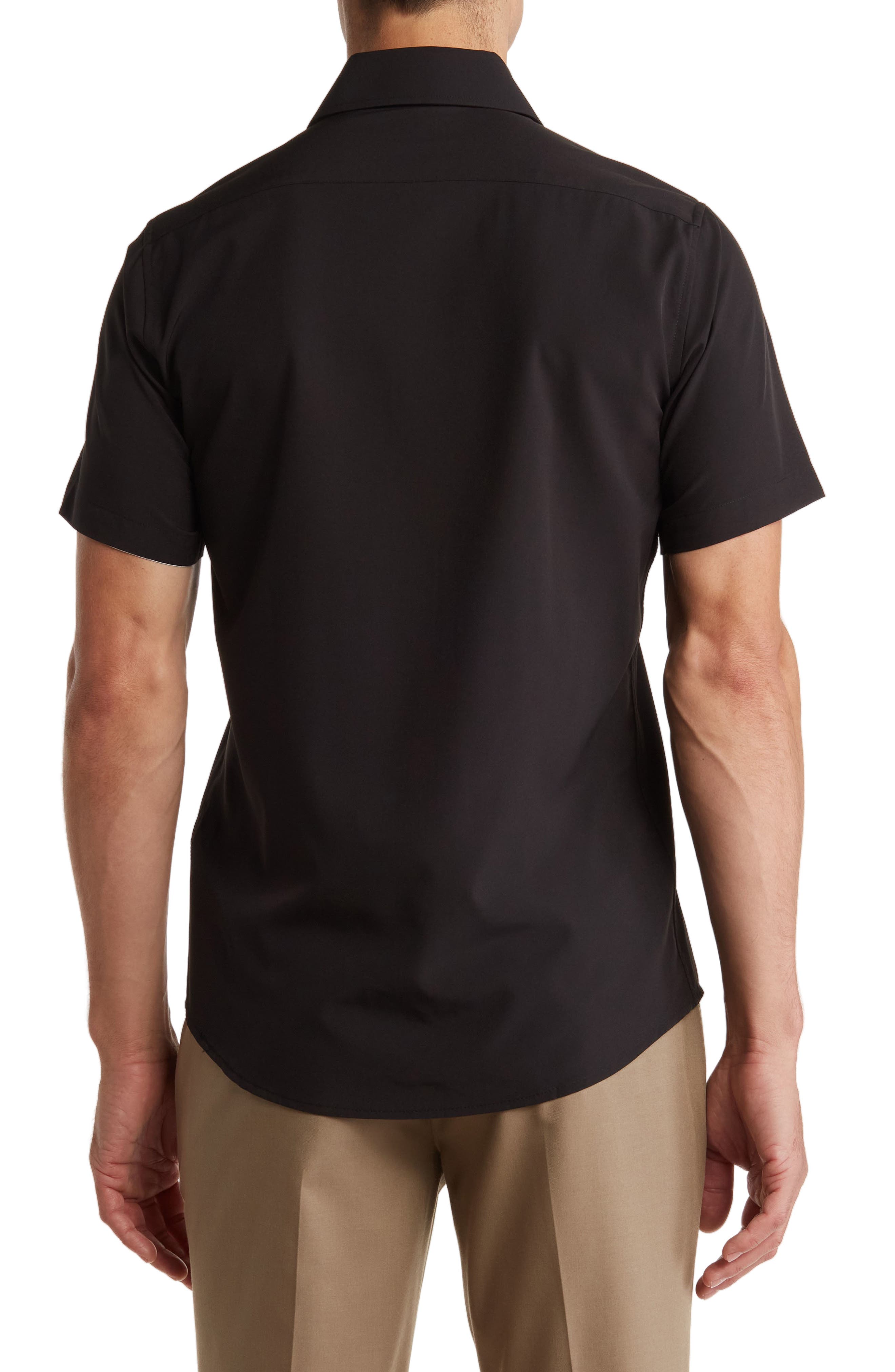 TOM BAINE Slim Fit Short Sleeve Performance Stretch Button-Up Shirt