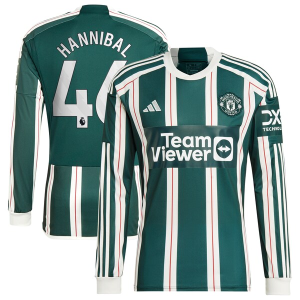 Hannibal Mejbri Manchester United adidas Long Sleeve Replica Player Jersey – Green