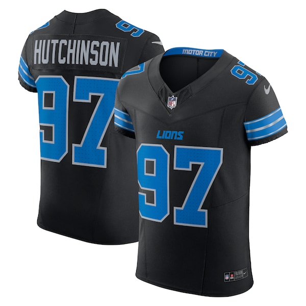 Aidan Hutchinson Detroit Lions Nike Alternate Vapor F.U.S.E. Elite Jersey - Black/Blue