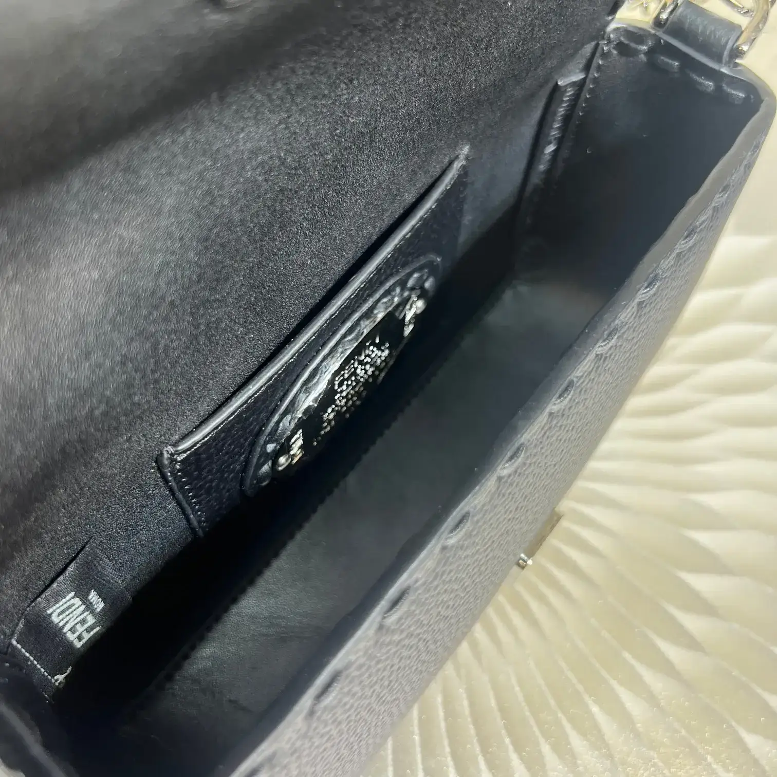 Fendi Black Baguette Grained Leather Shoulder Bag product photo from LabelPicks