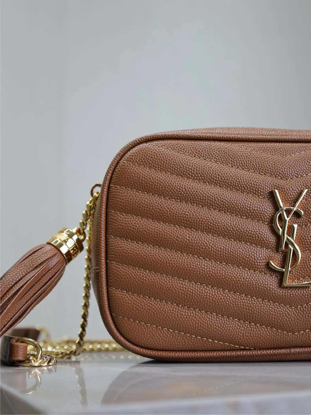 Saint Laurent Brown Calfskin Shoulder Bag product photo from LabelPicks