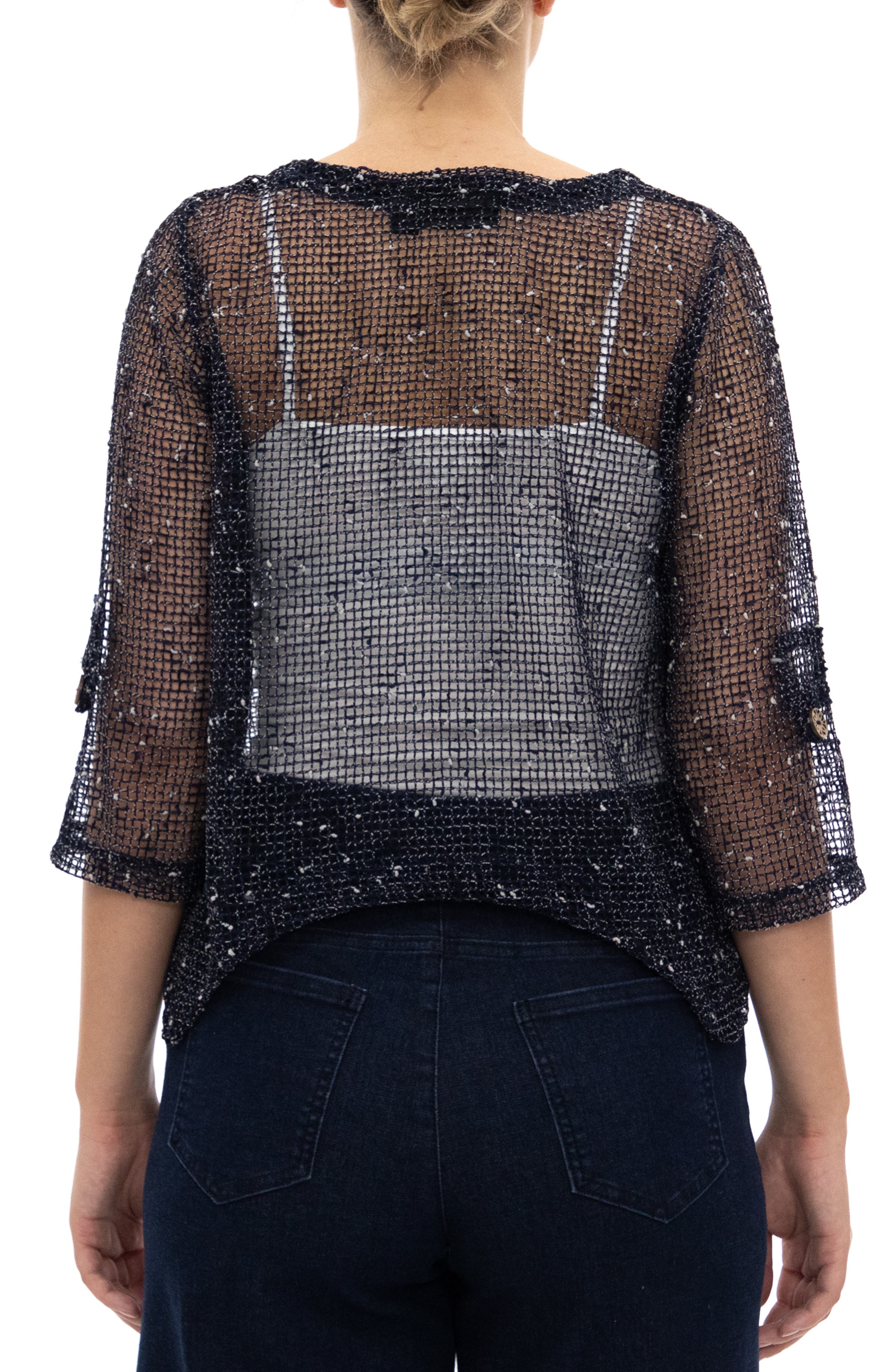 Nina Leonard Open Knit Bolero Cardigan
