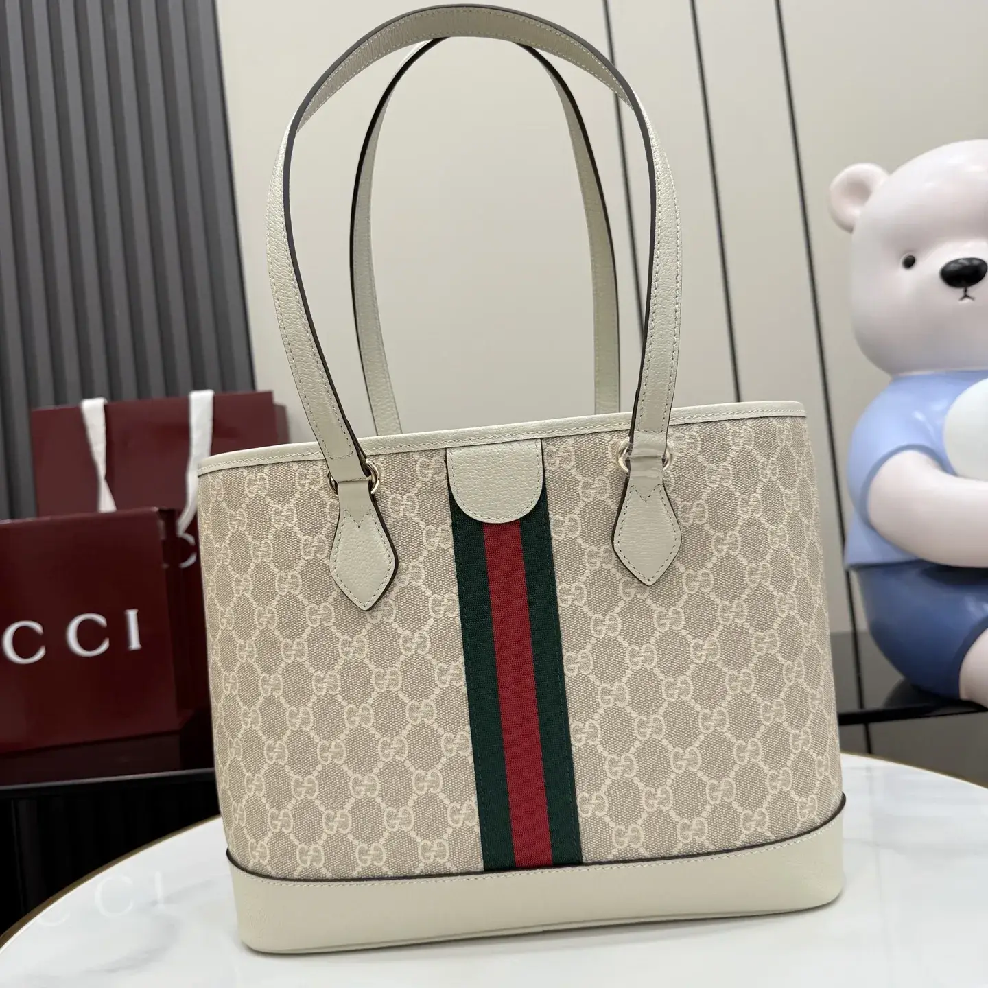 Gucci White Ophidia GG Supreme Canvas Tote Bag product photo from LabelPicks